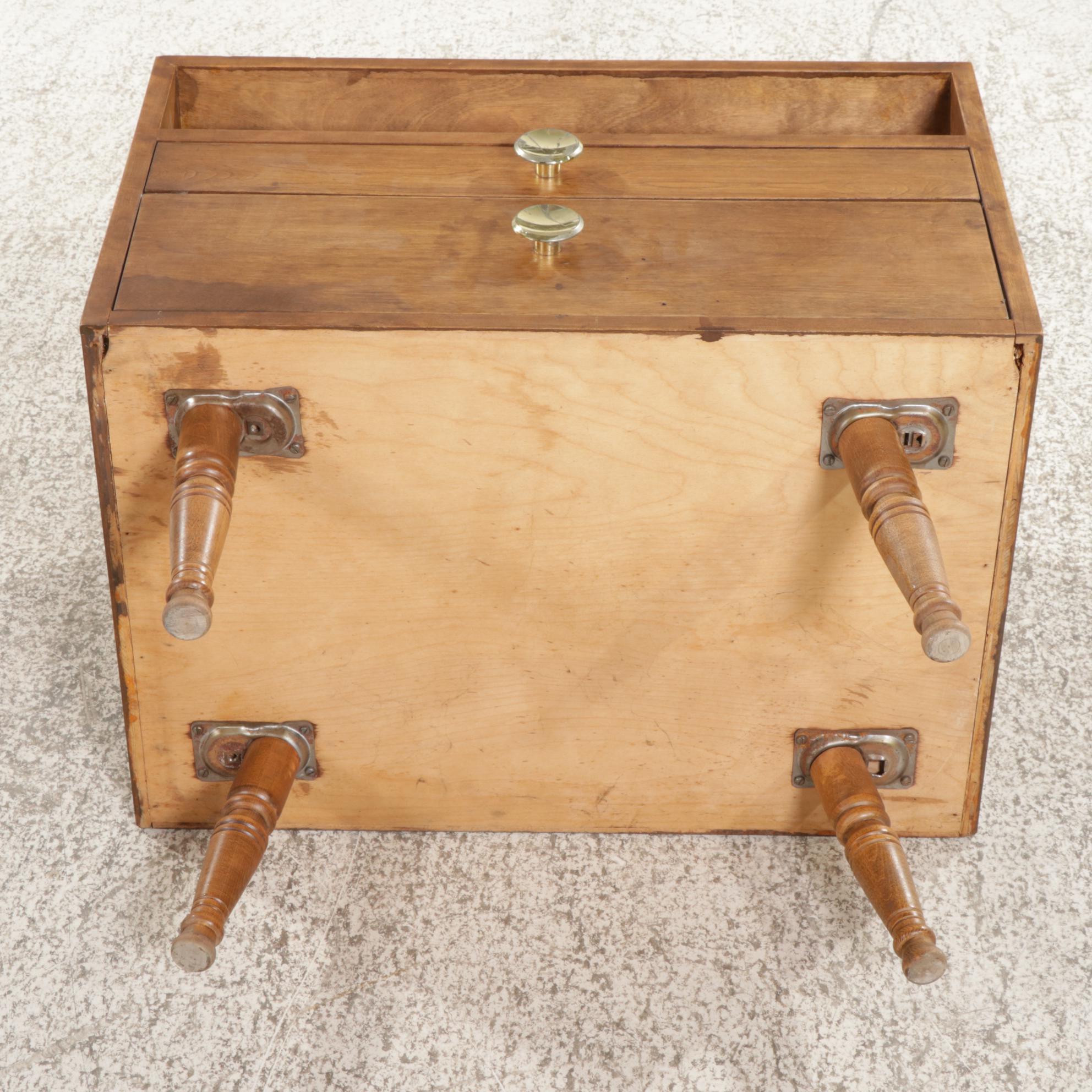 Mid Century Modern Style Walnut Stained Two-Drawer Nightstand