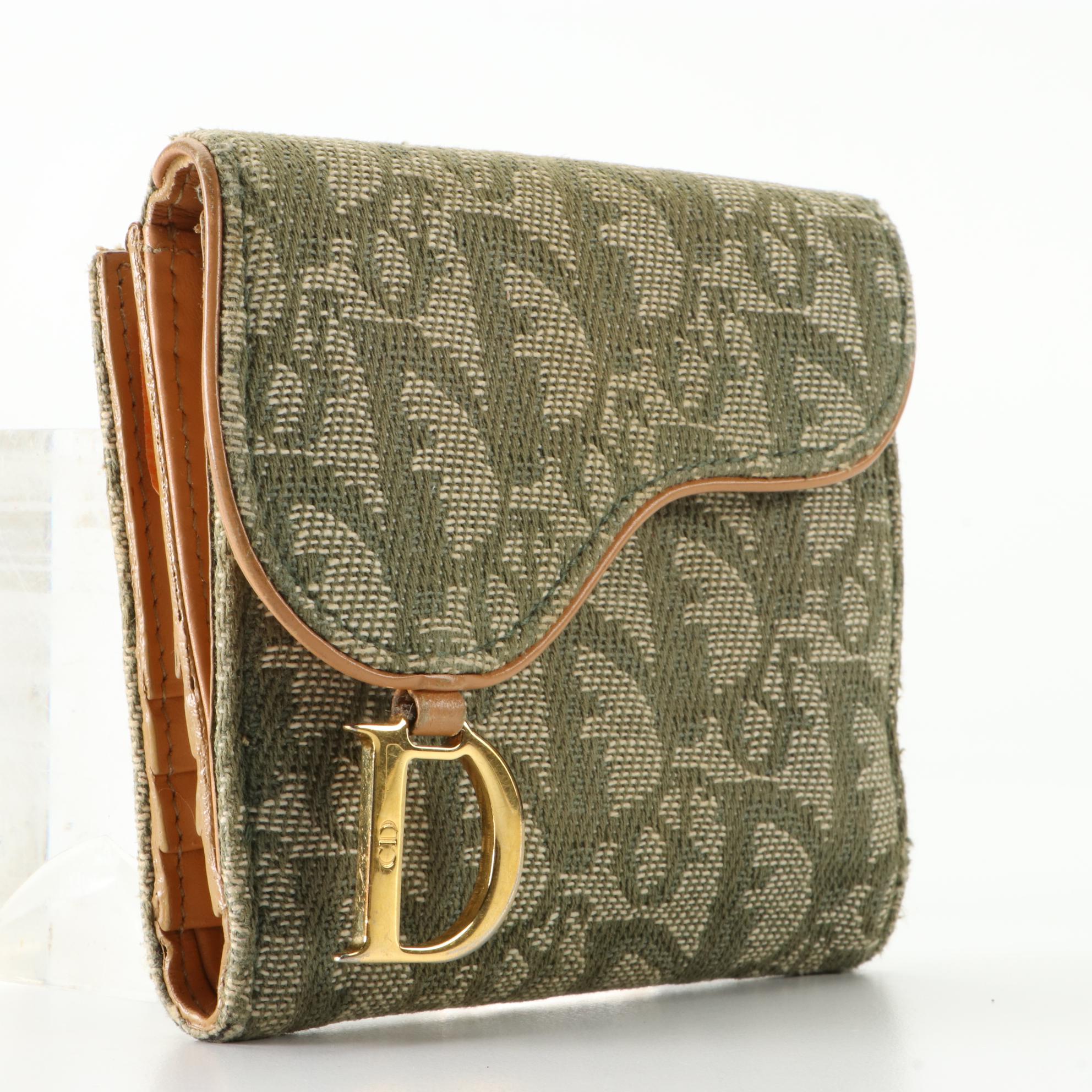 Christian Dior Compact Saddle Wallet in Dior Oblique Jacquard and Leather
