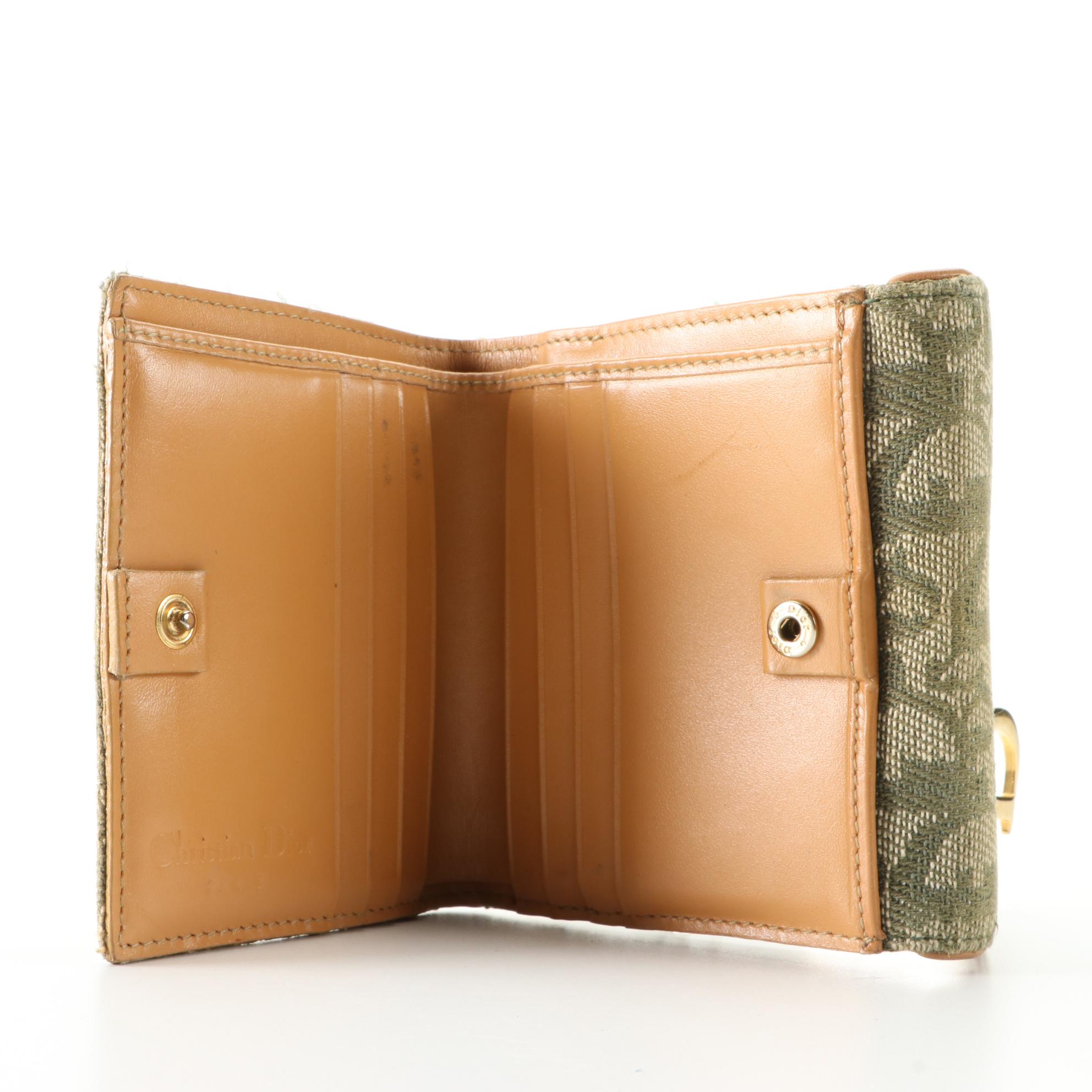 Christian Dior Compact Saddle Wallet in Dior Oblique Jacquard and Leather