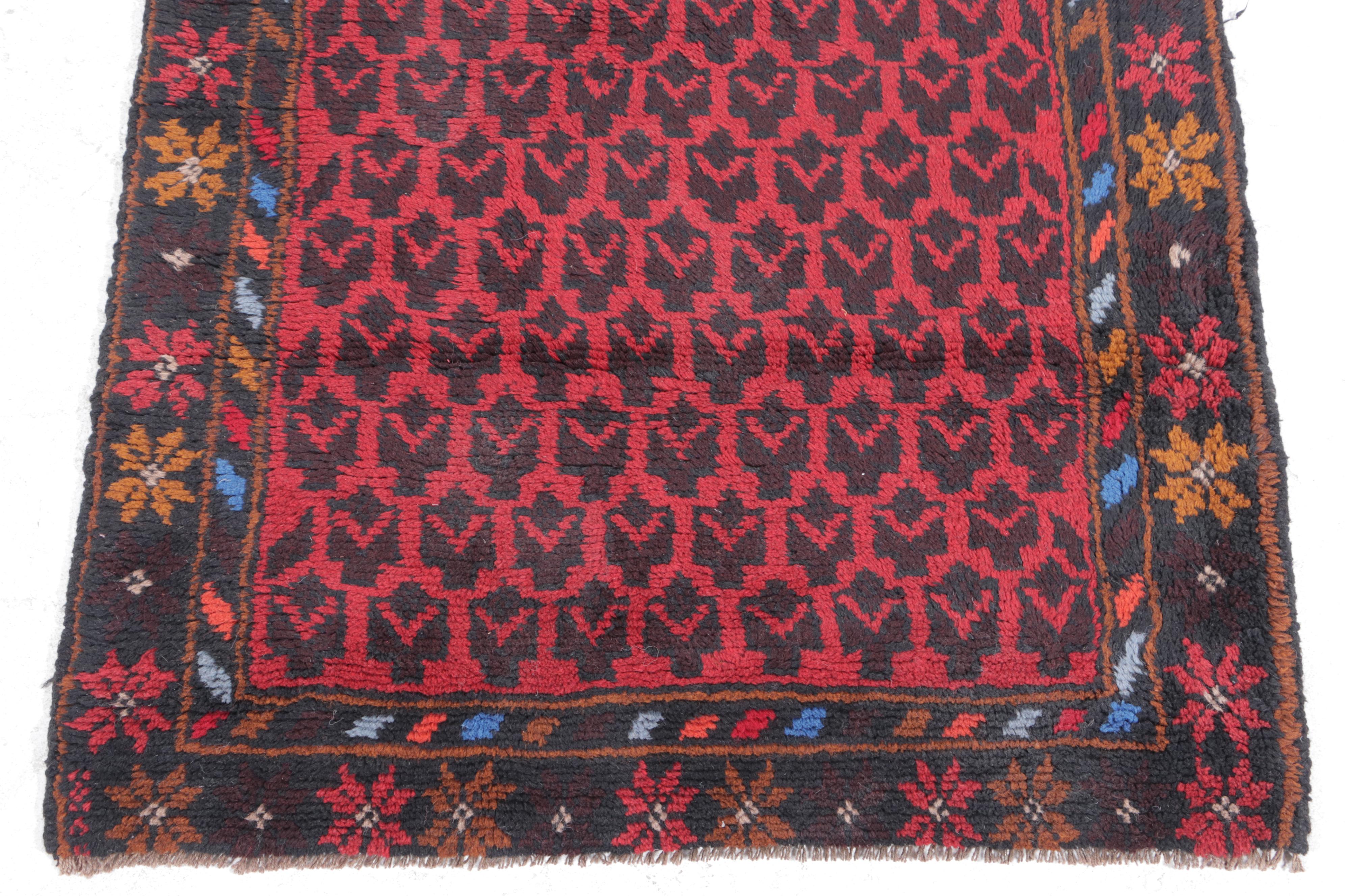 2'11 x 4'9 Hand-Knotted Afghan Baluch Accent Rug