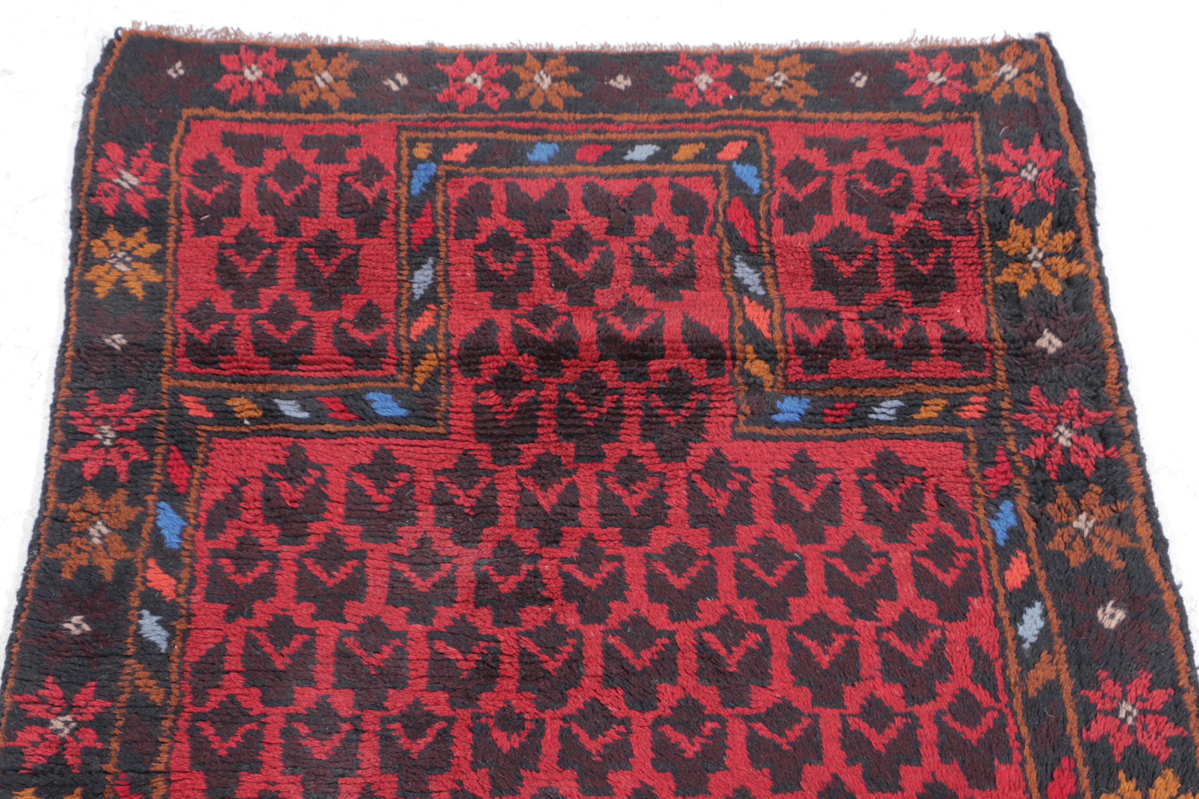 2'11 x 4'9 Hand-Knotted Afghan Baluch Accent Rug