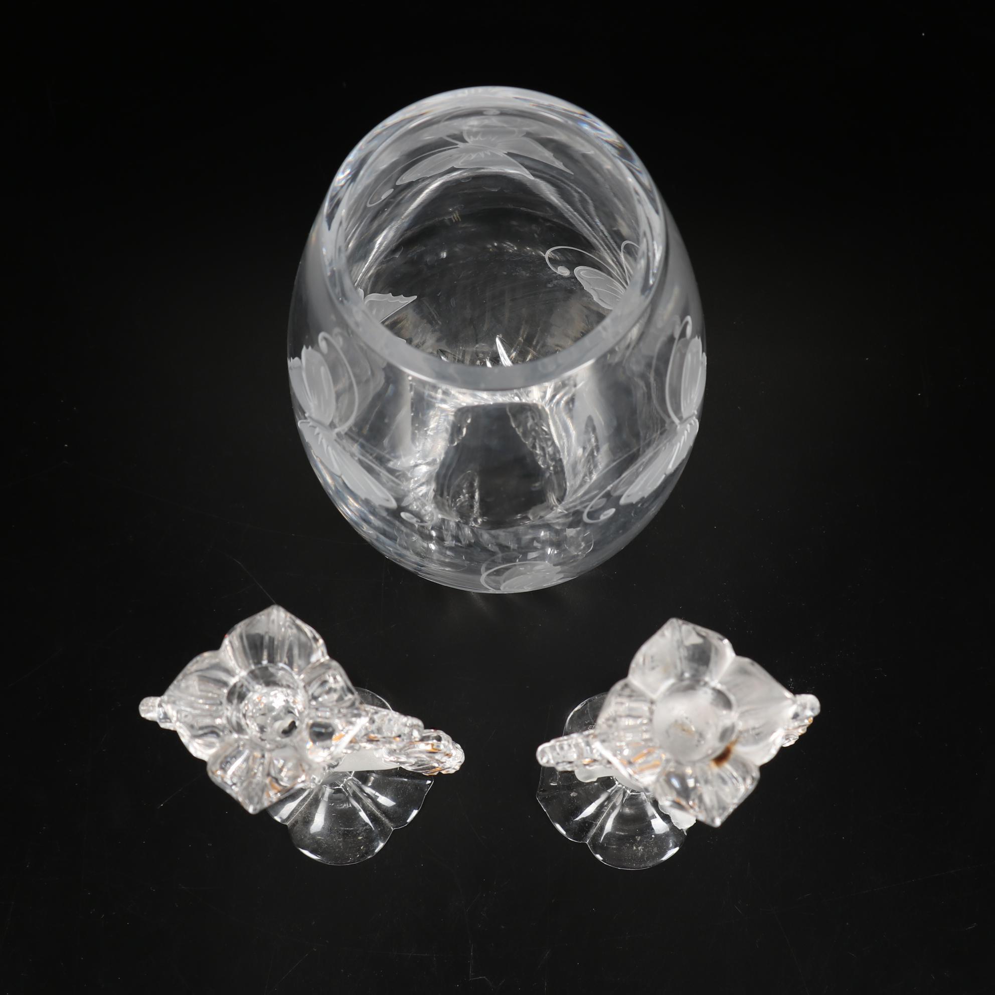 Lenox "Jeweled Butterfly" Candlesticks & Vase, with Other Candy Dish & Figurines