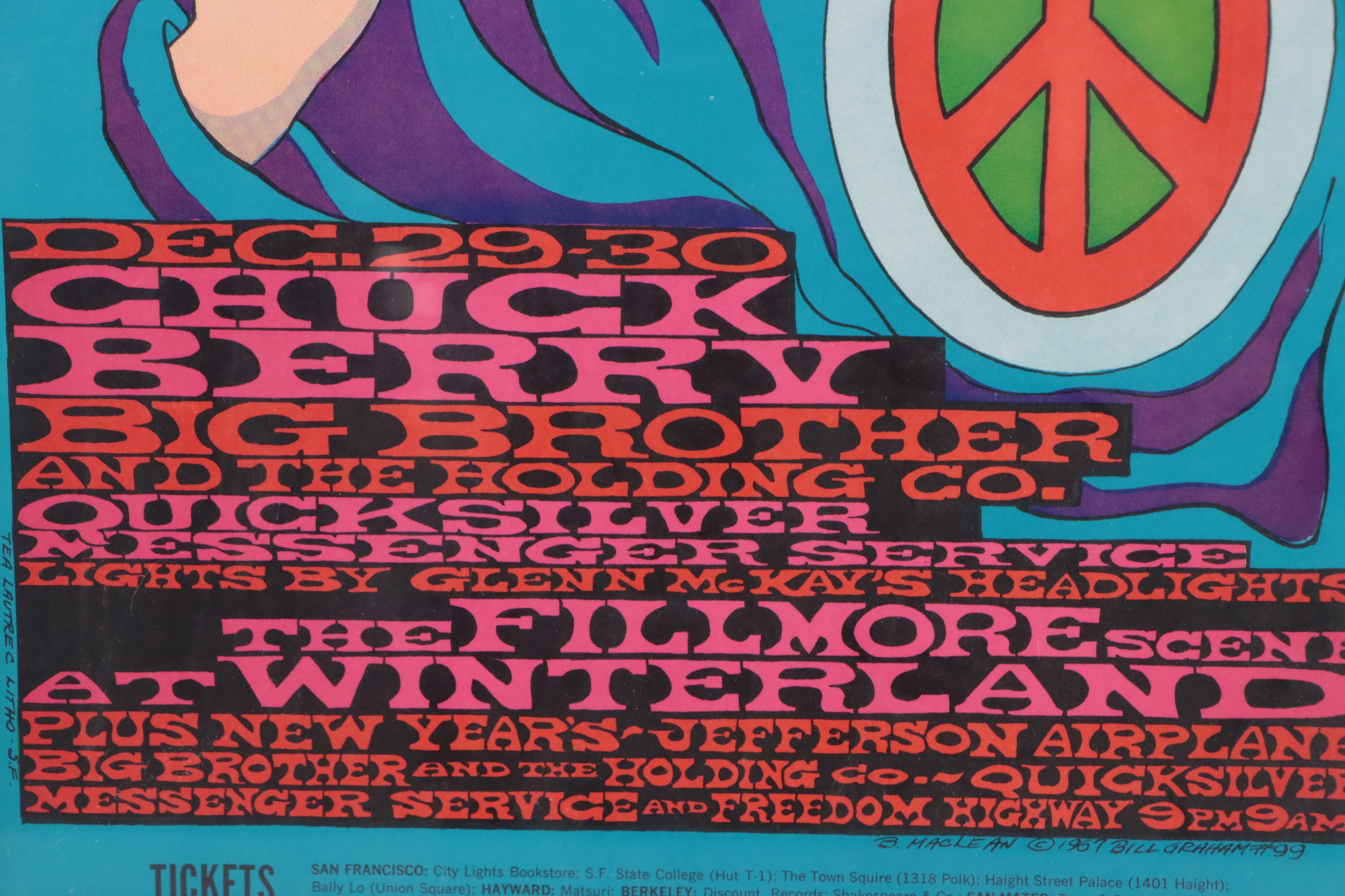 The Doors and Chuck Berry Lithograph Concert Poster After Bonnie MacLean