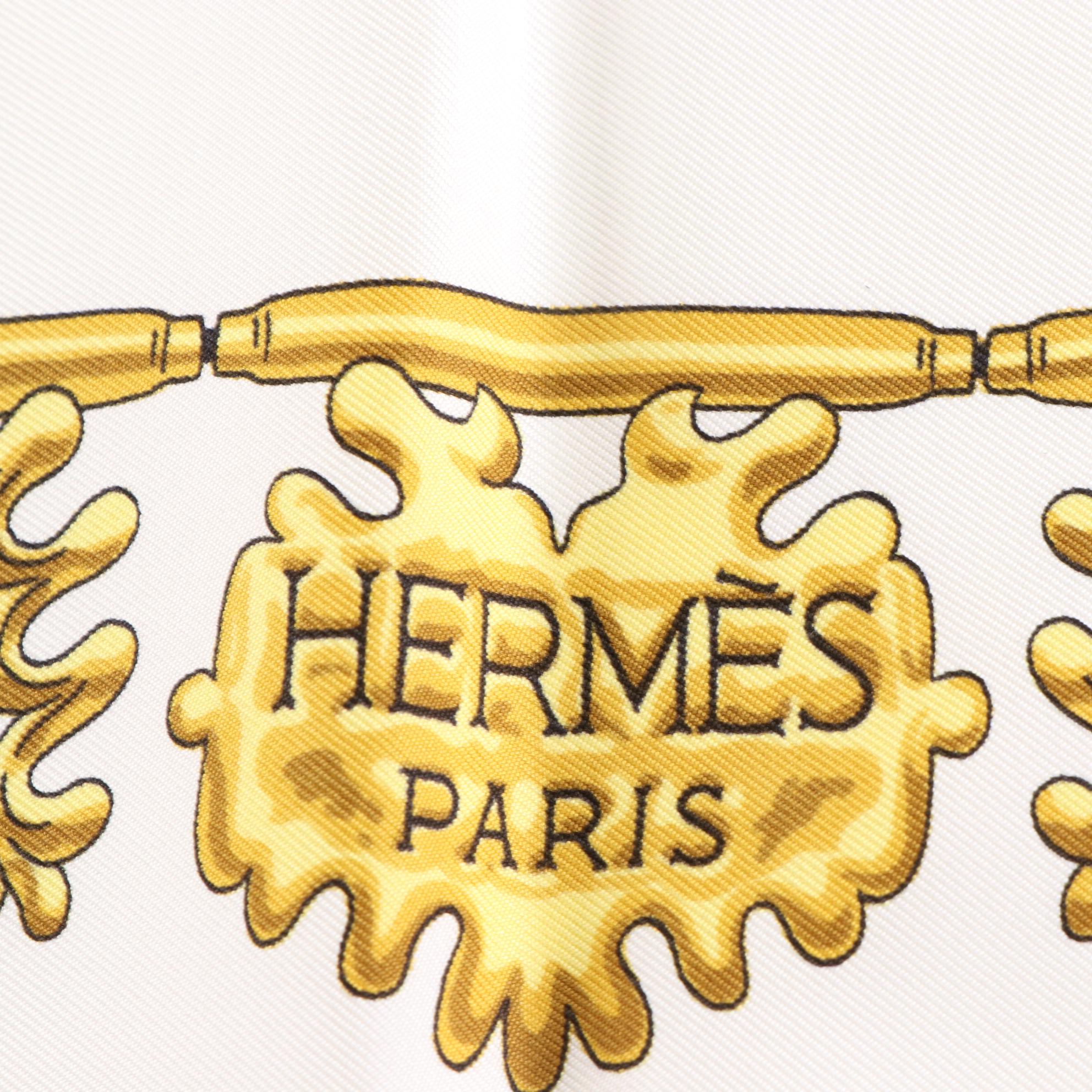 Hermès "Les Cavaliers d'Or" Scarf 90 in Silk Twill with Box