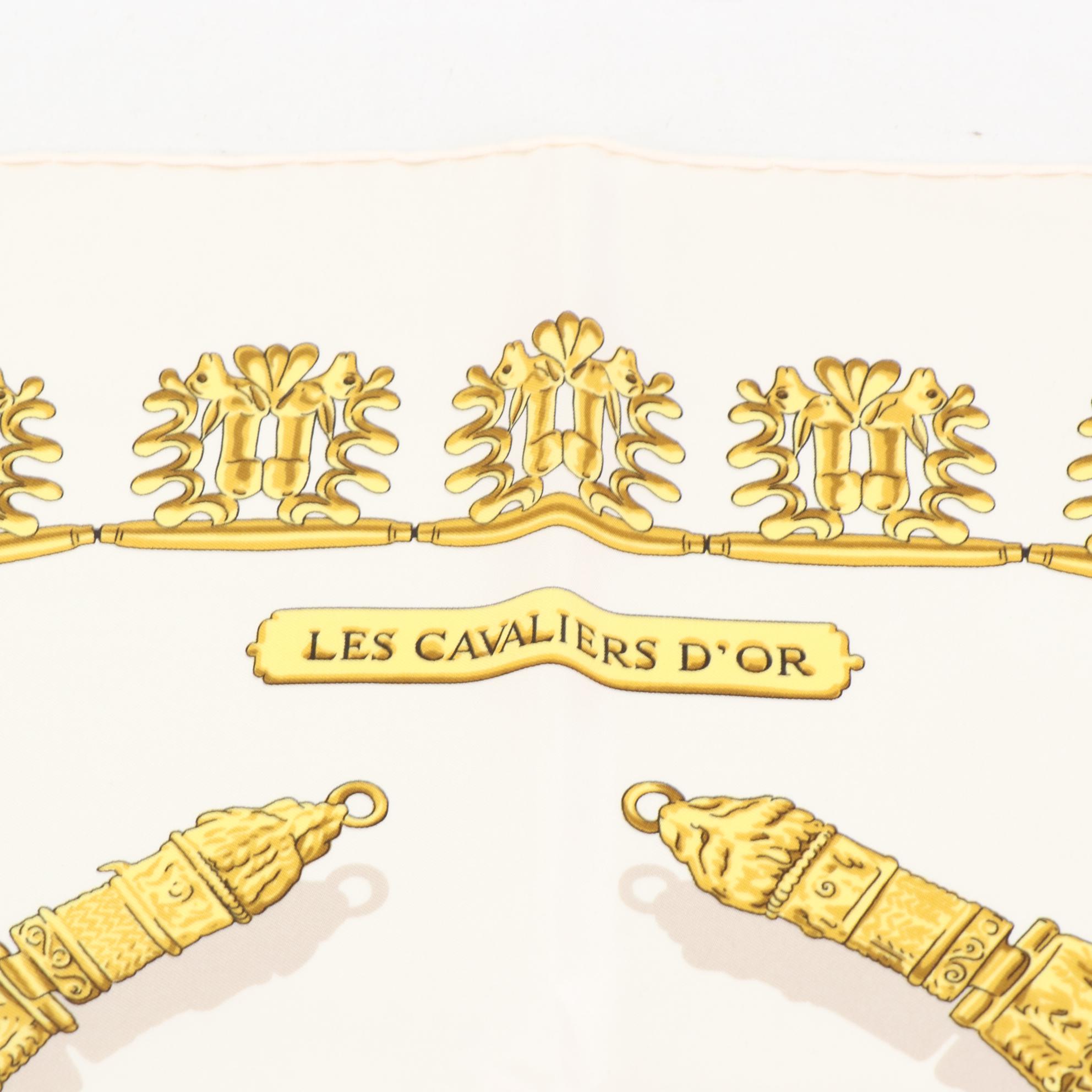 Hermès "Les Cavaliers d'Or" Scarf 90 in Silk Twill with Box