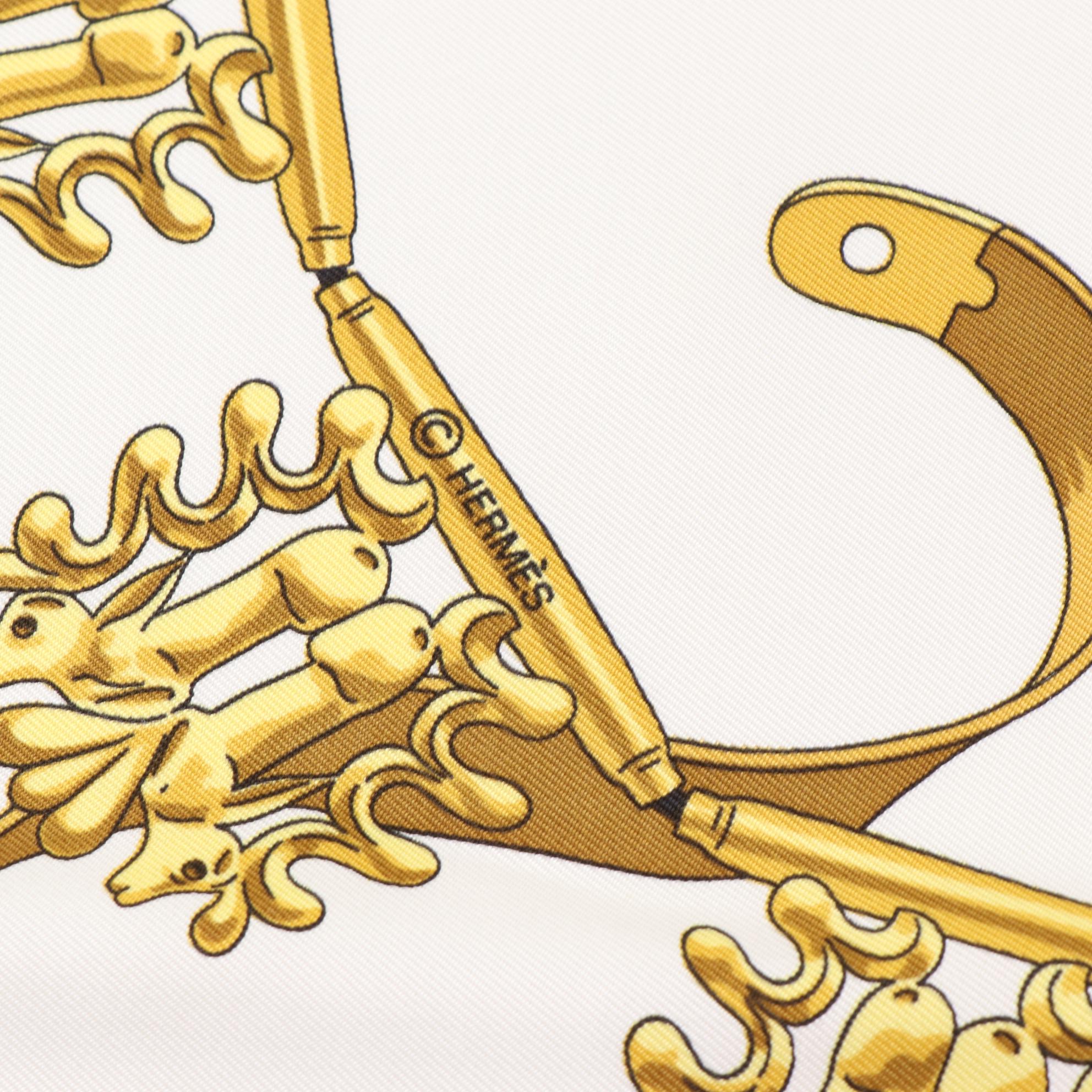 Hermès "Les Cavaliers d'Or" Scarf 90 in Silk Twill with Box