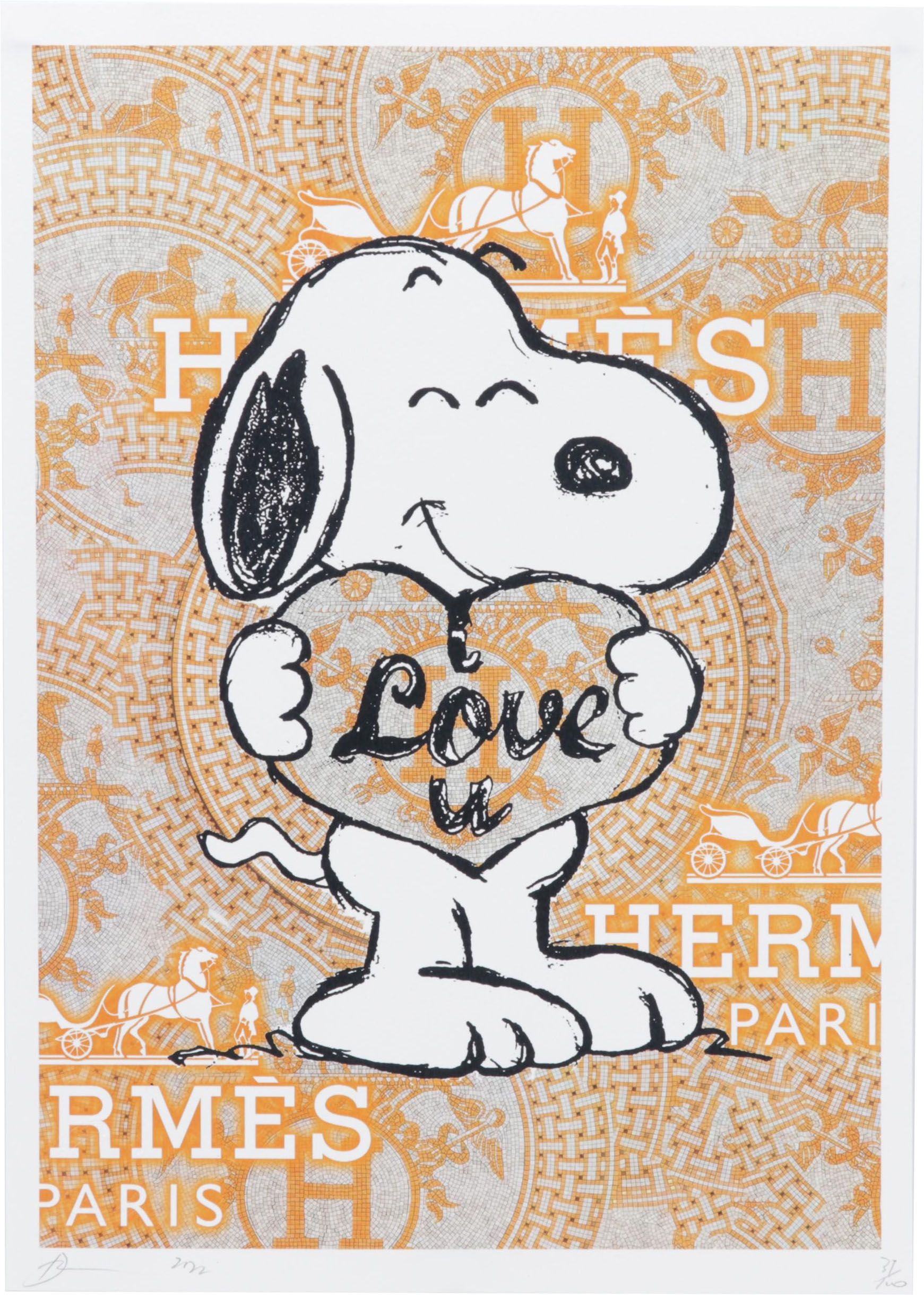 Death NYC Pop Art Graphic Print Homage to Hermès Featuring Snoopy, 2022