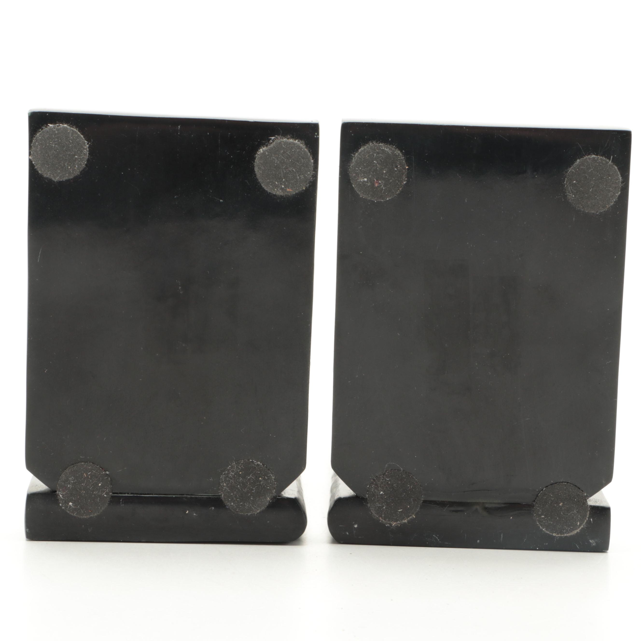 Carved Stone Dog-Form Bookends