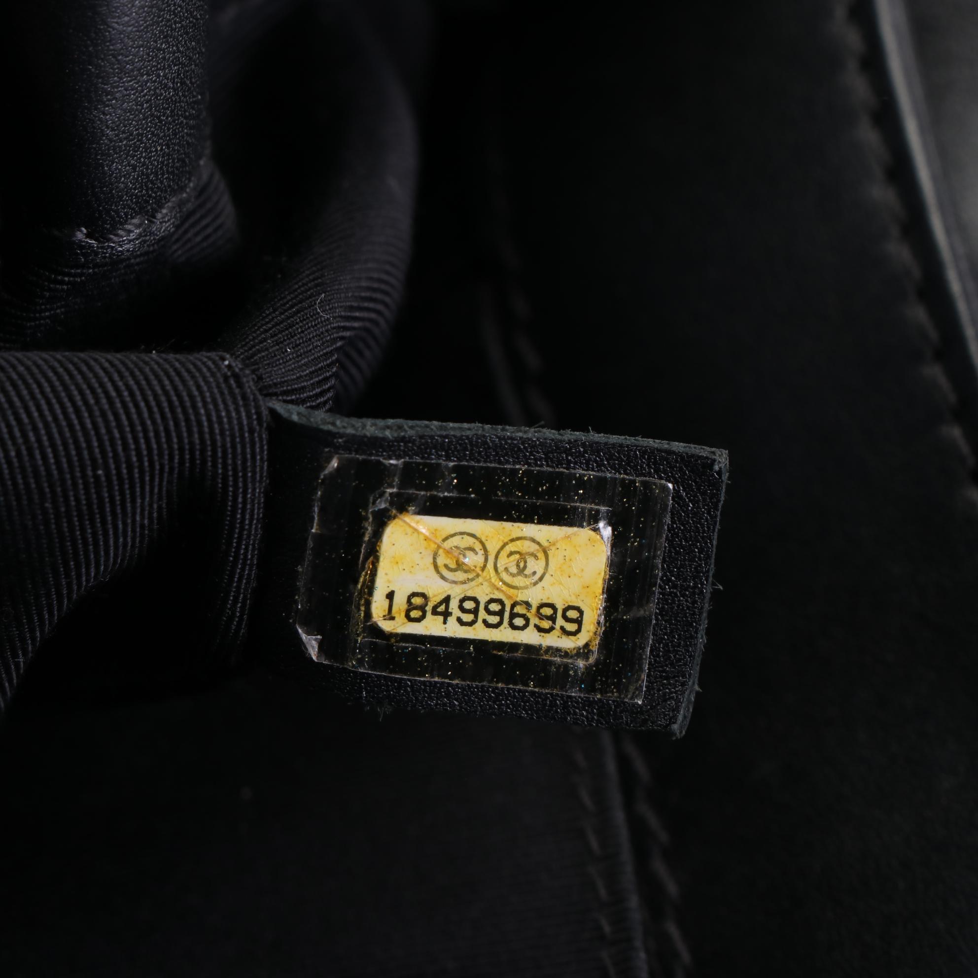 Chanel Boy Bag in Black Smooth and Quilted Patent Leather