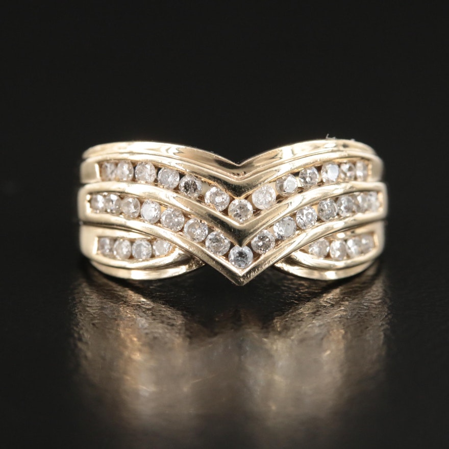 10K 0.45 CTW Diamond Chevron Ring