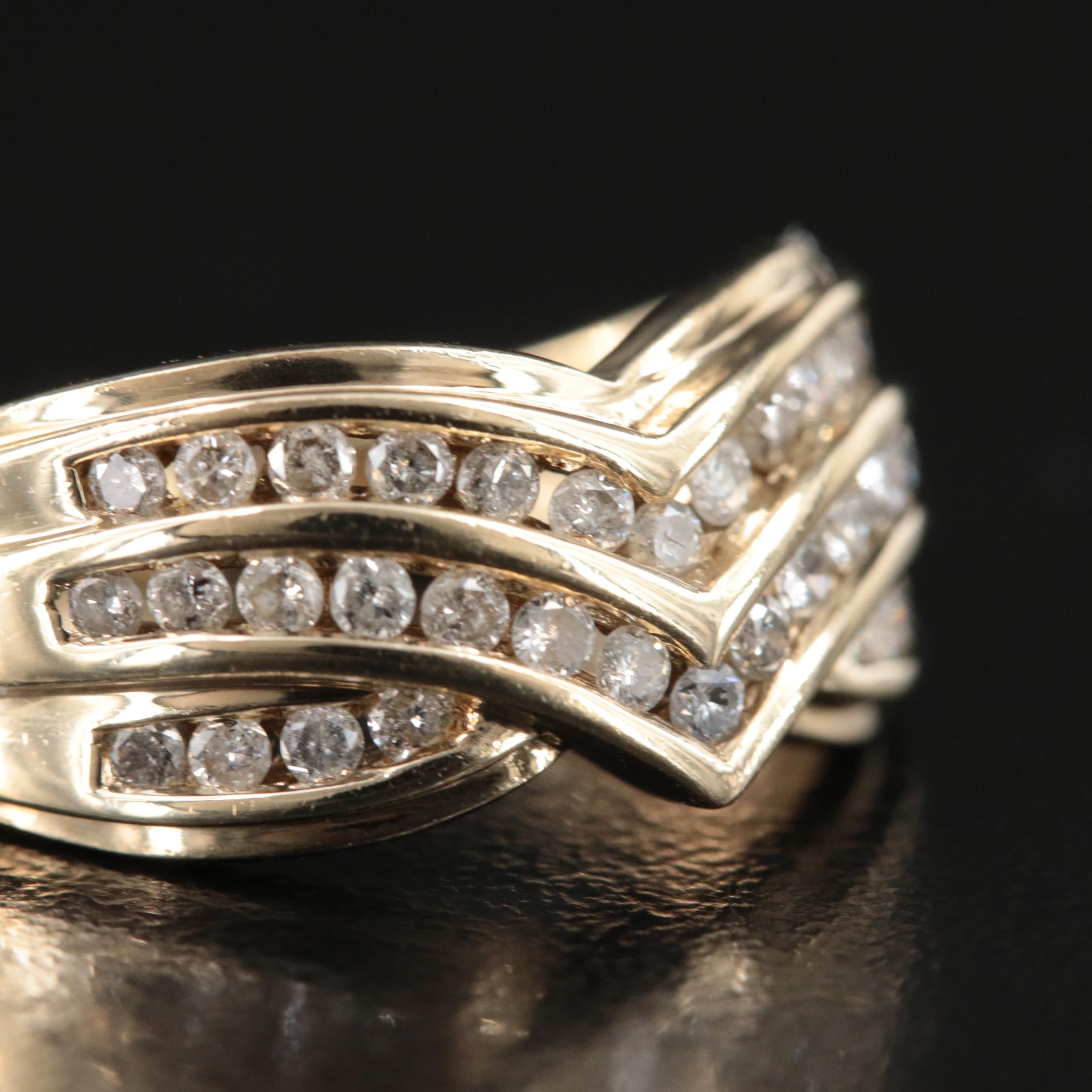 10K 0.45 CTW Diamond Chevron Ring