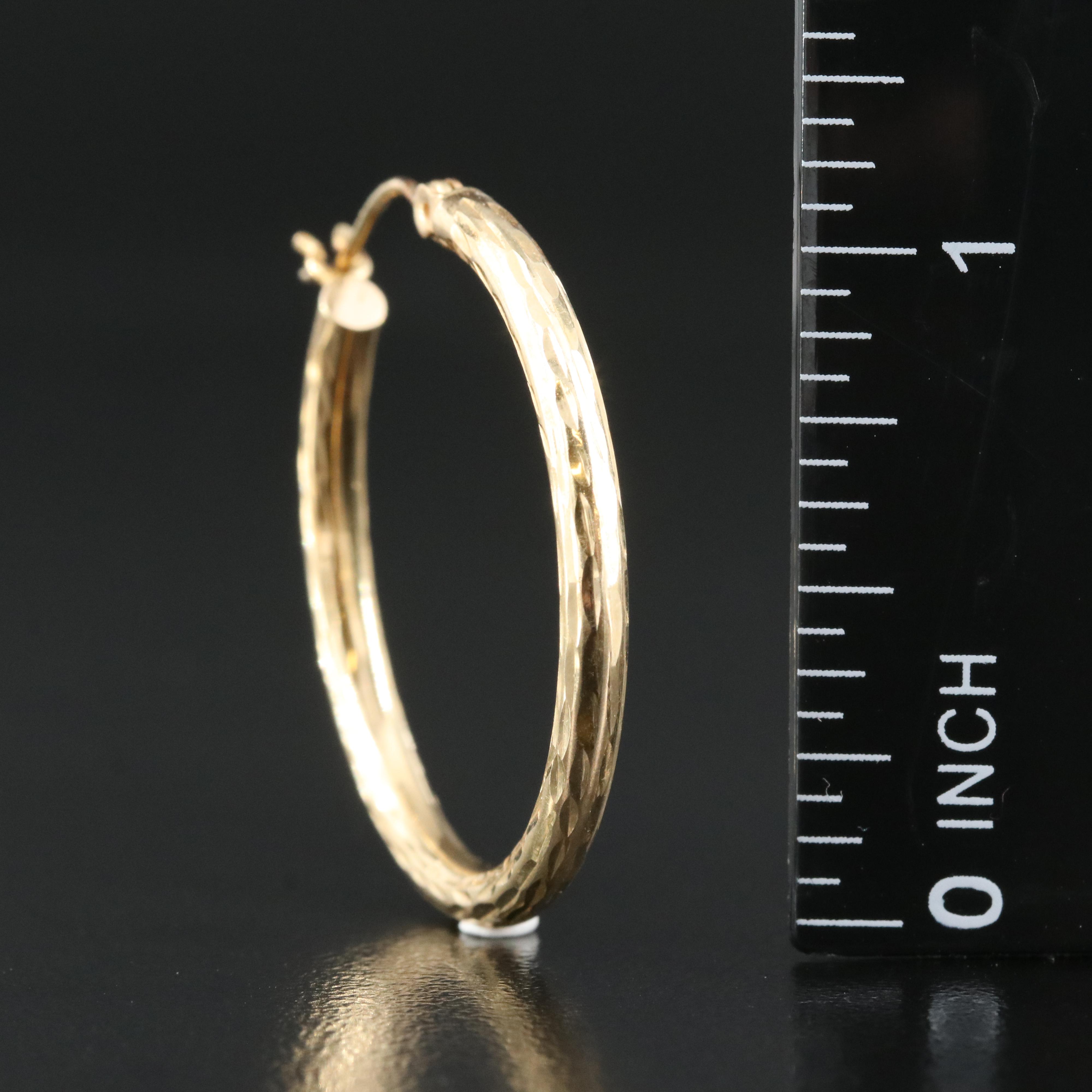 14K Textured Hoop Earrings
