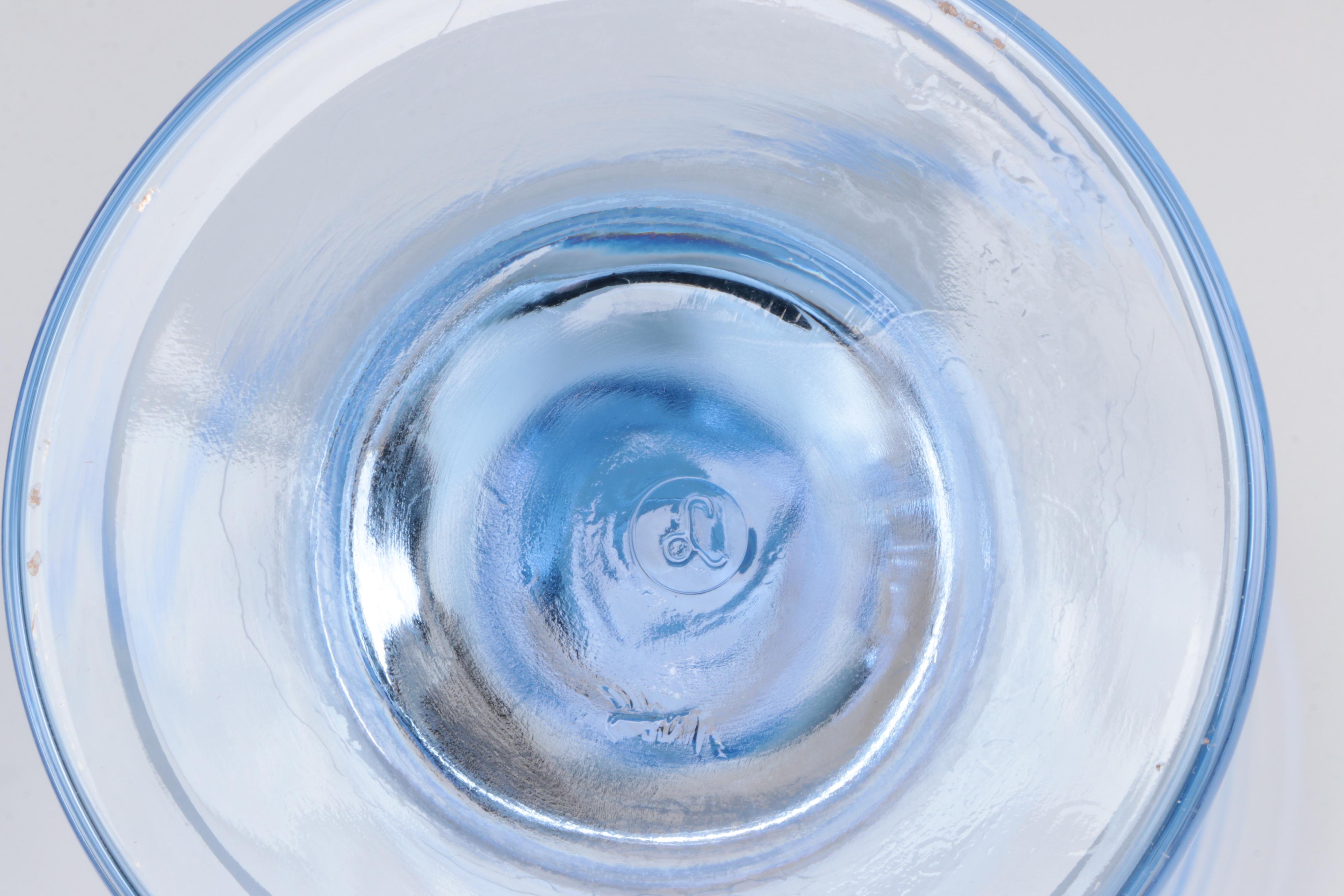 Libbey Blue Glass"Sirrus" Goblets with West Elm Ceramic Fox Shaped Cookie Jar