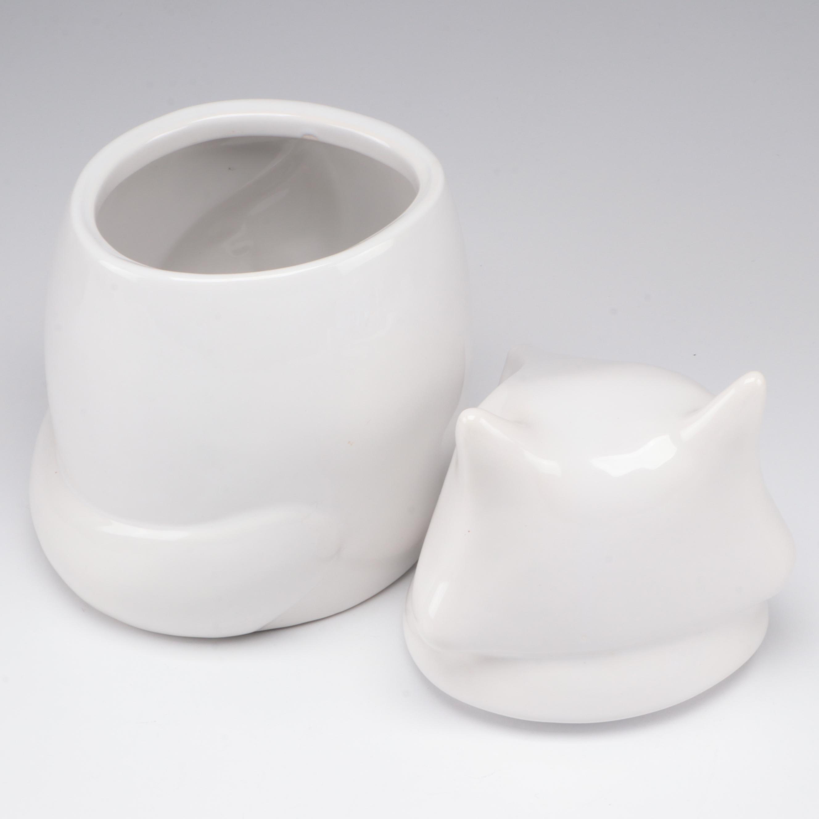 Libbey Blue Glass"Sirrus" Goblets with West Elm Ceramic Fox Shaped Cookie Jar