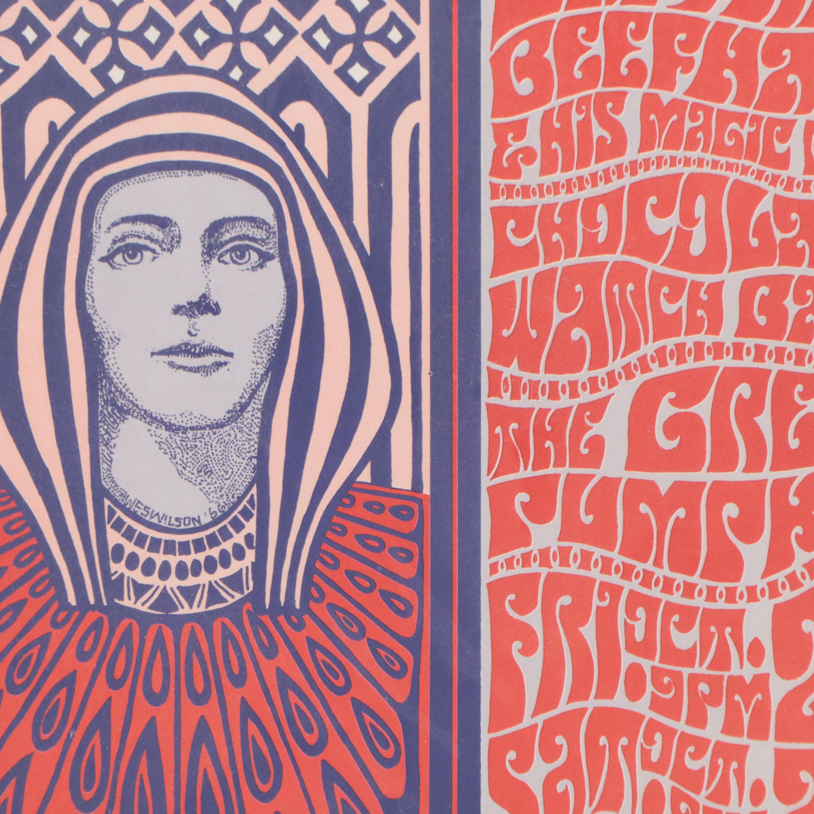 Color Lithograph Concert Poster After Wes Wilson