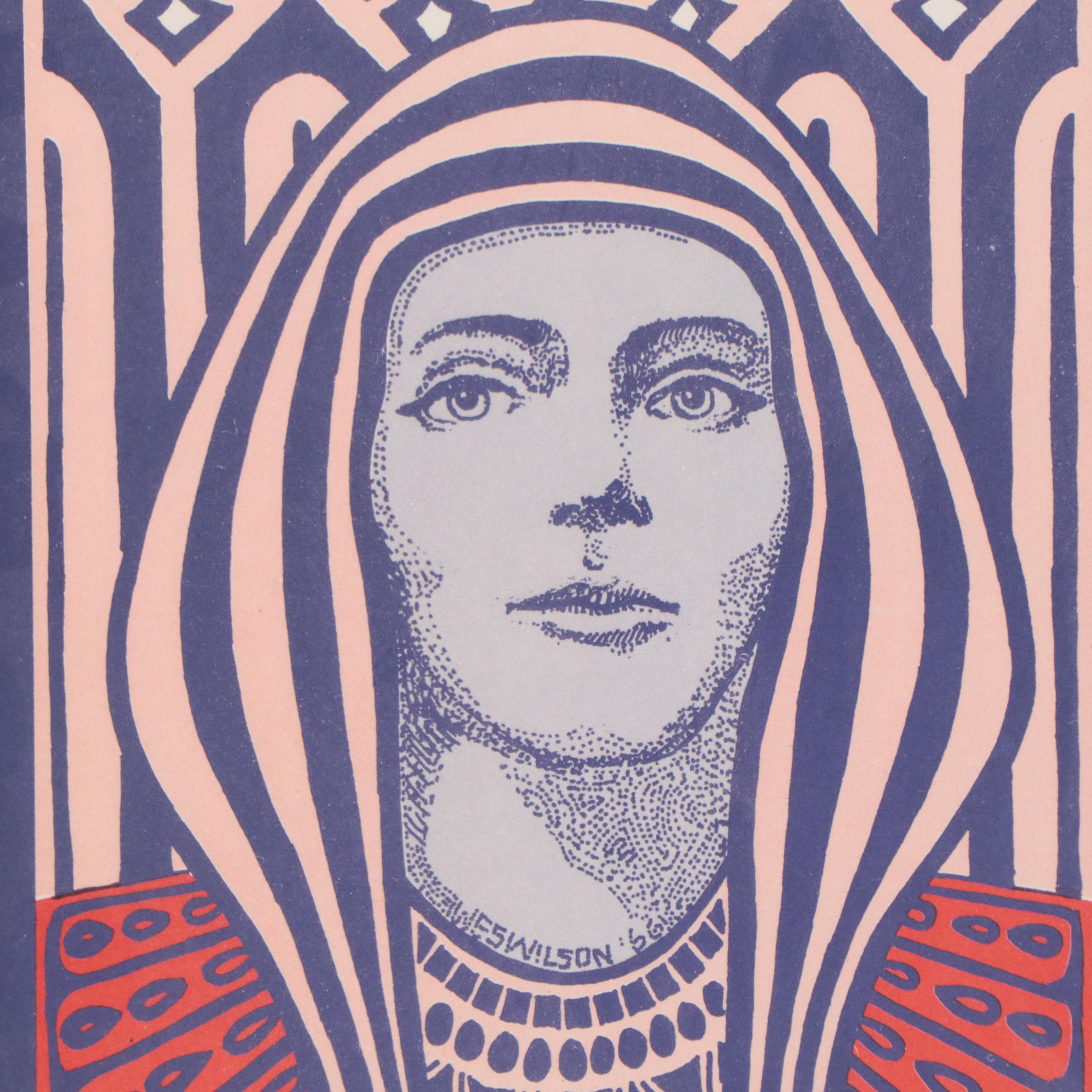 Color Lithograph Concert Poster After Wes Wilson