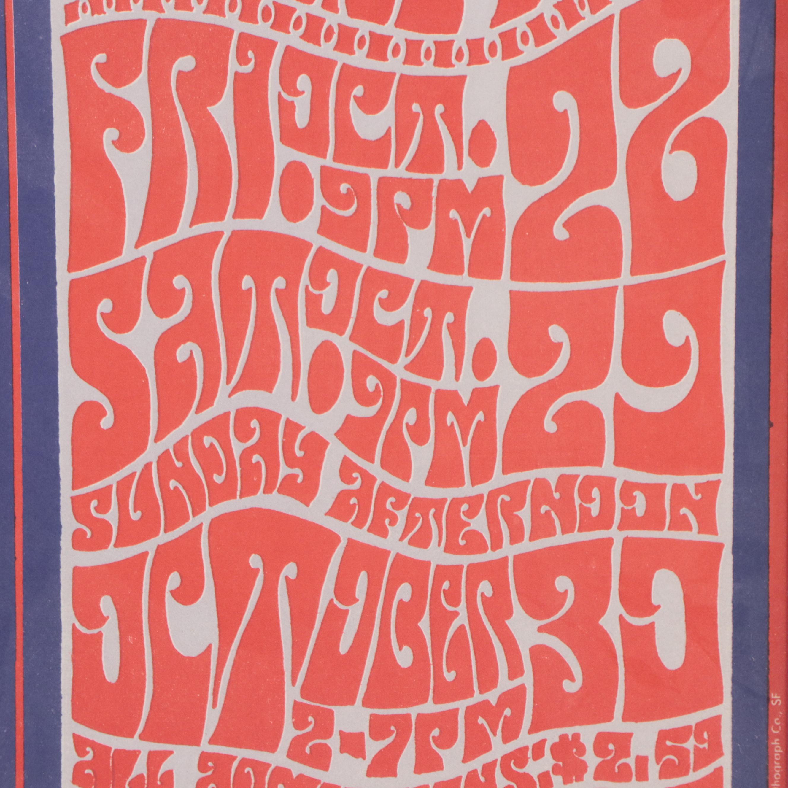 Color Lithograph Concert Poster After Wes Wilson