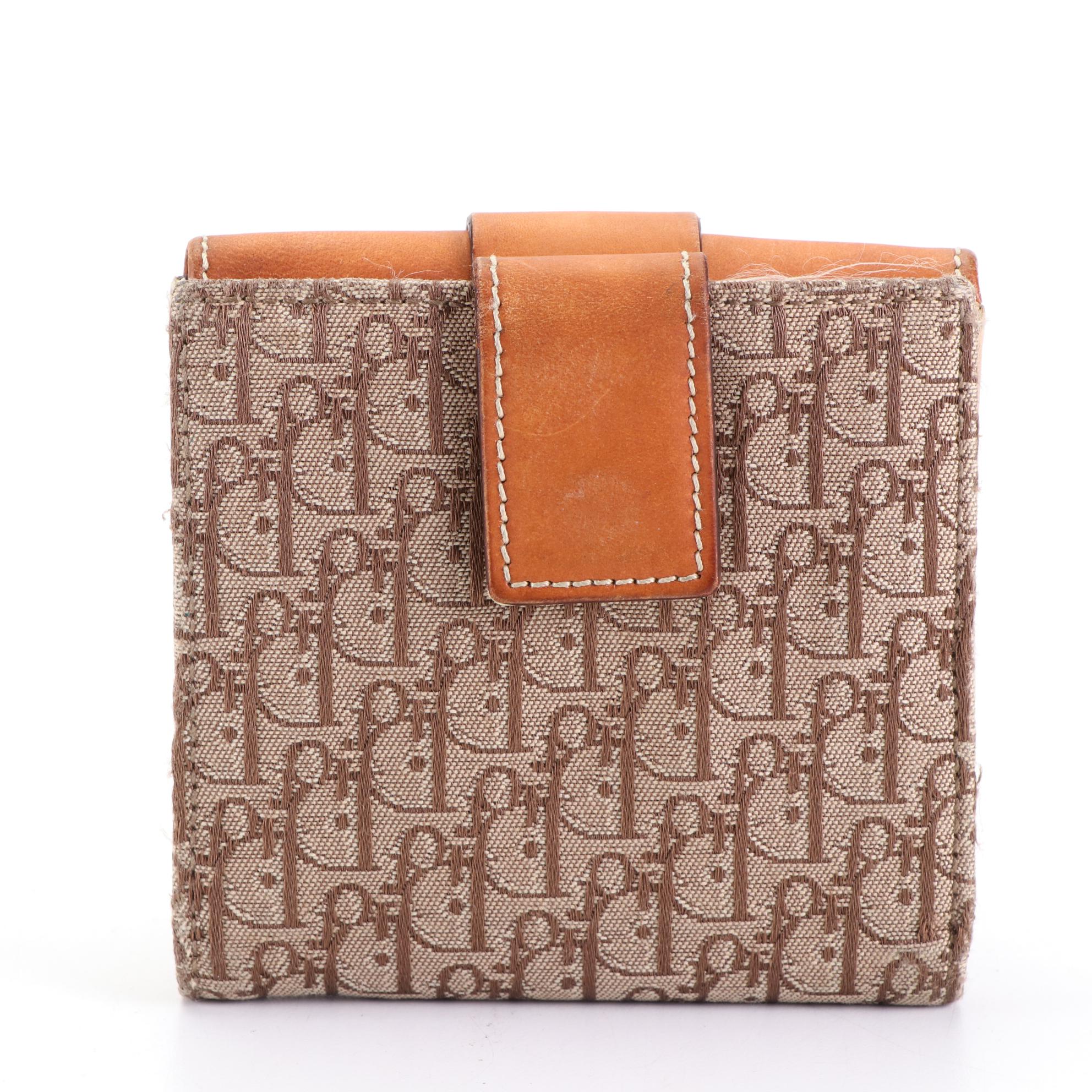 Christian Dior Compact Wallet in Jacquard and Leather