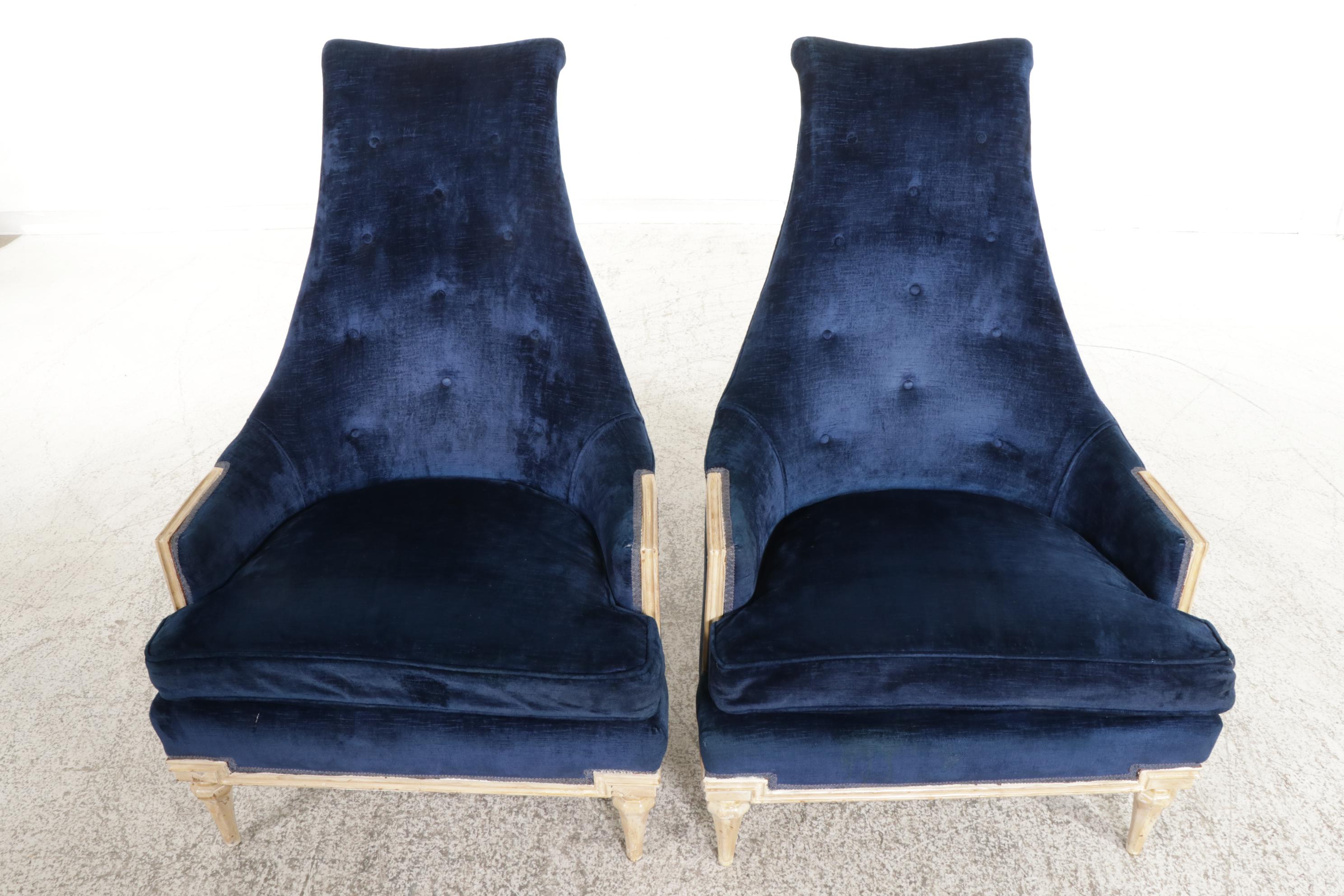 Pair of Prelude Adrian Pearsall Style Mid Century Modern Highback Armchairs
