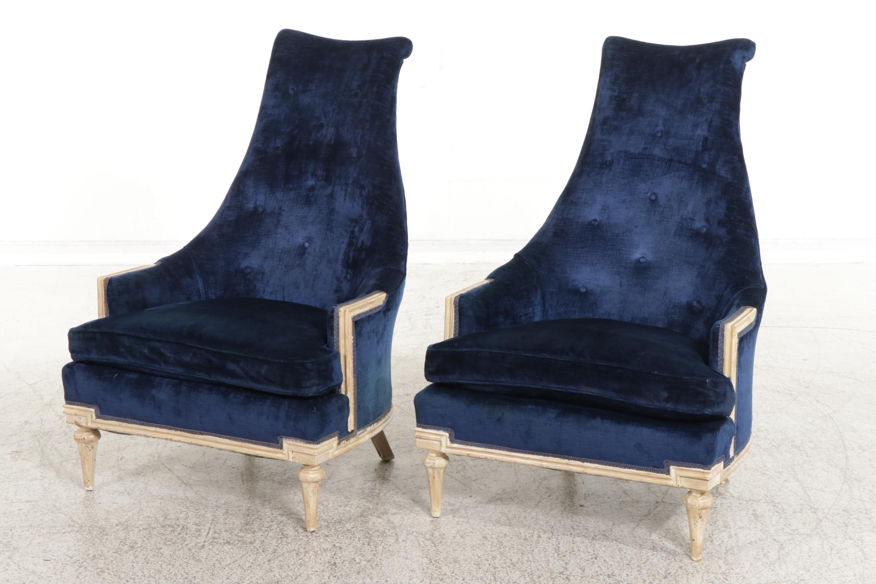 Pair of Prelude Adrian Pearsall Style Mid Century Modern Highback Armchairs