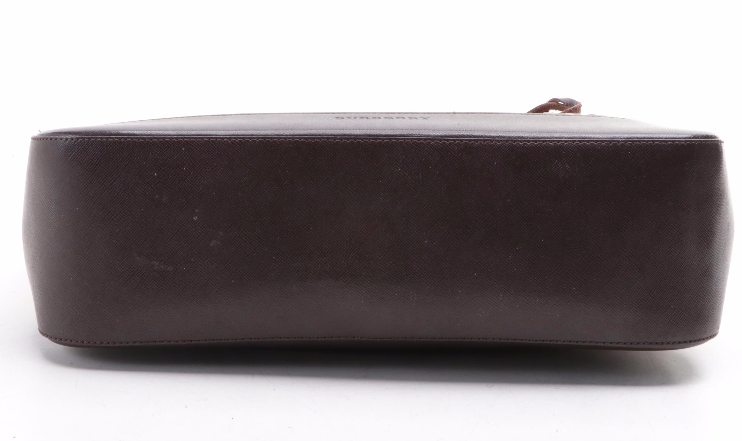 Burberry Tote in Haymarket Check and Cross Grain Textured Leather