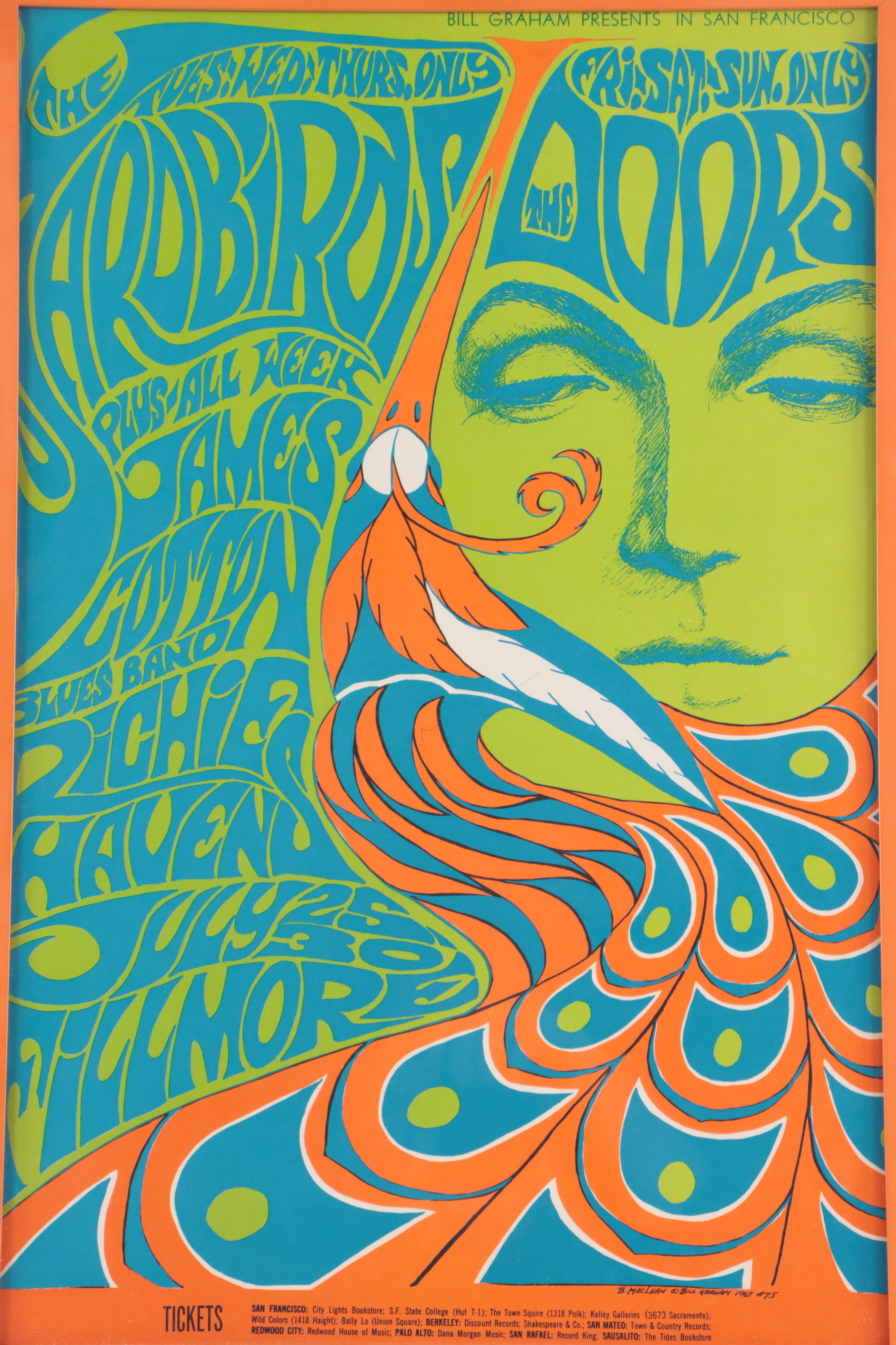 The Doors and The Yardbirds Lithograph Concert Poster After Bonnie MacLean