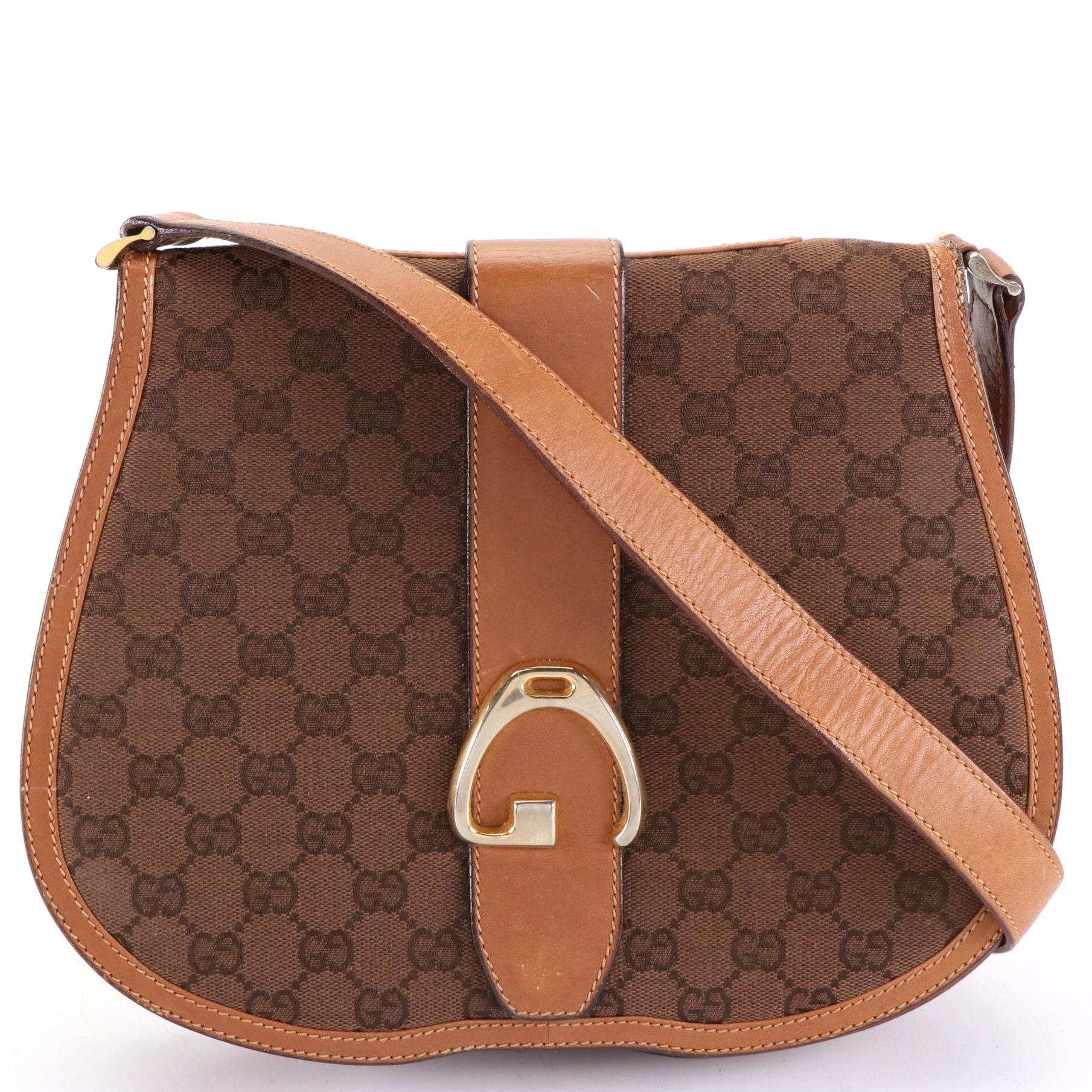 Gucci GG Canvas and Leather Flap Shoulder Bag