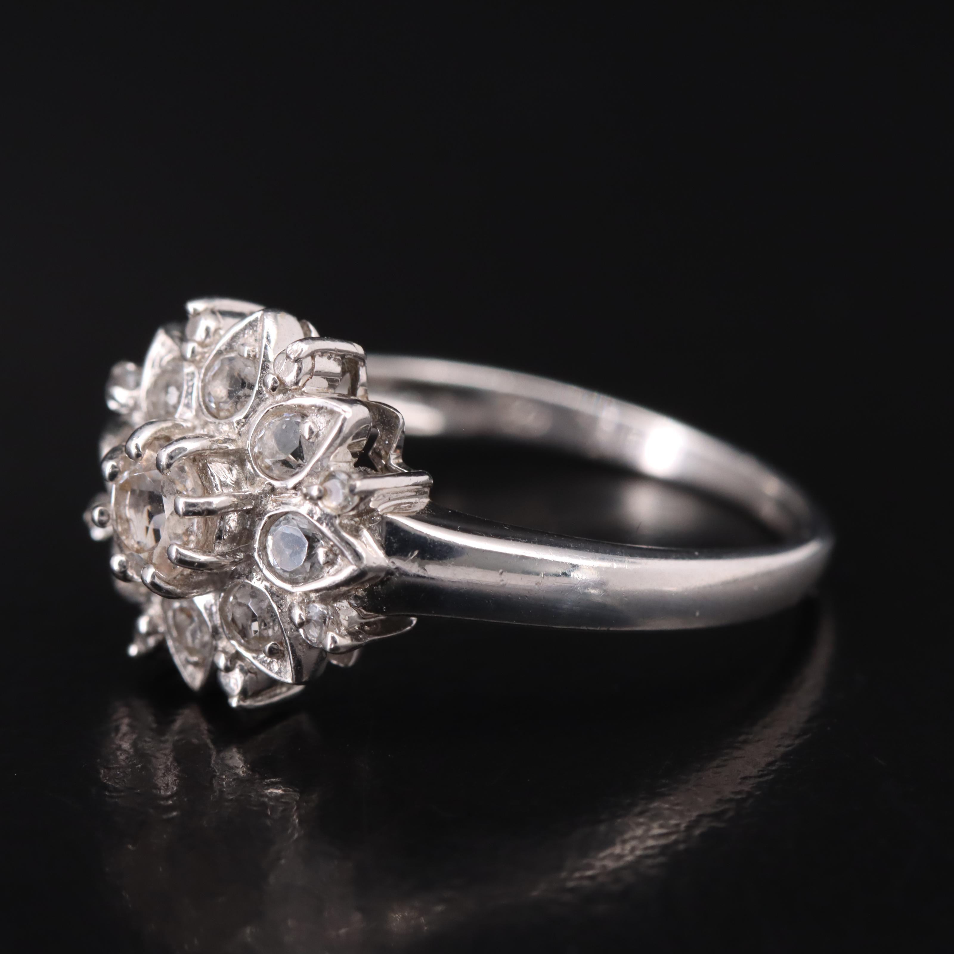 14K Cubic Zirconia and White Topaz Ring