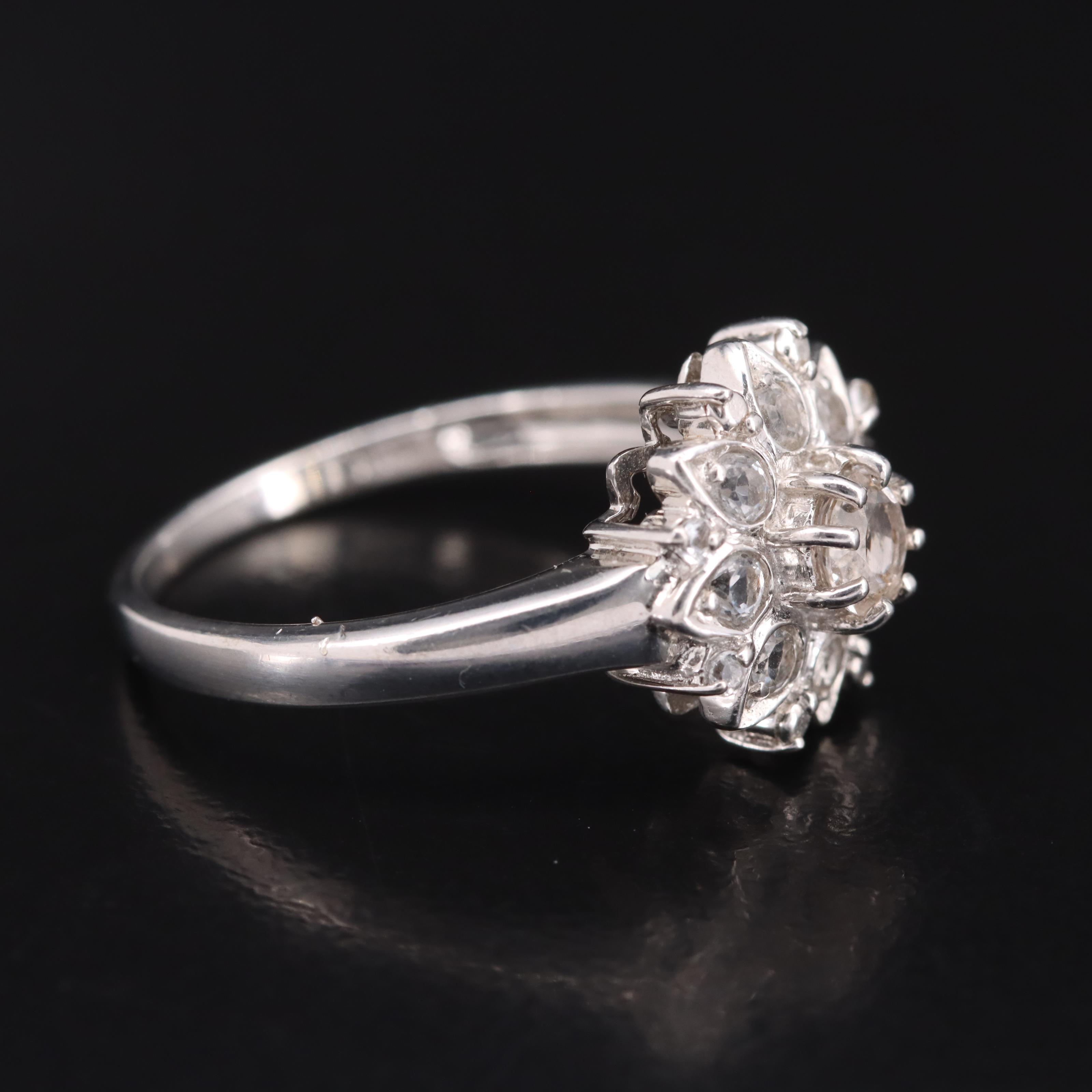 14K Cubic Zirconia and White Topaz Ring