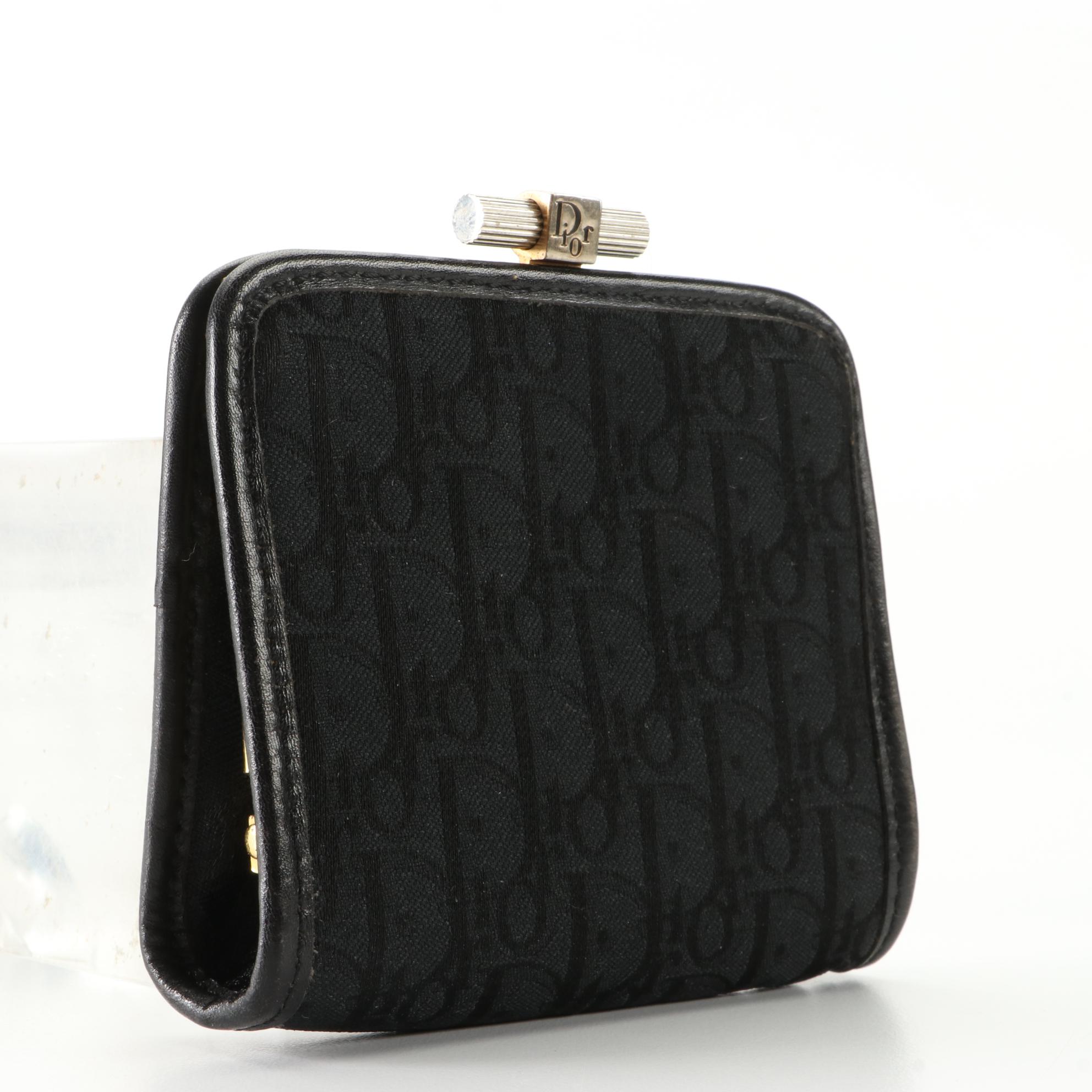 Christian Dior Frame Coin Purse in Jacquard and Leather