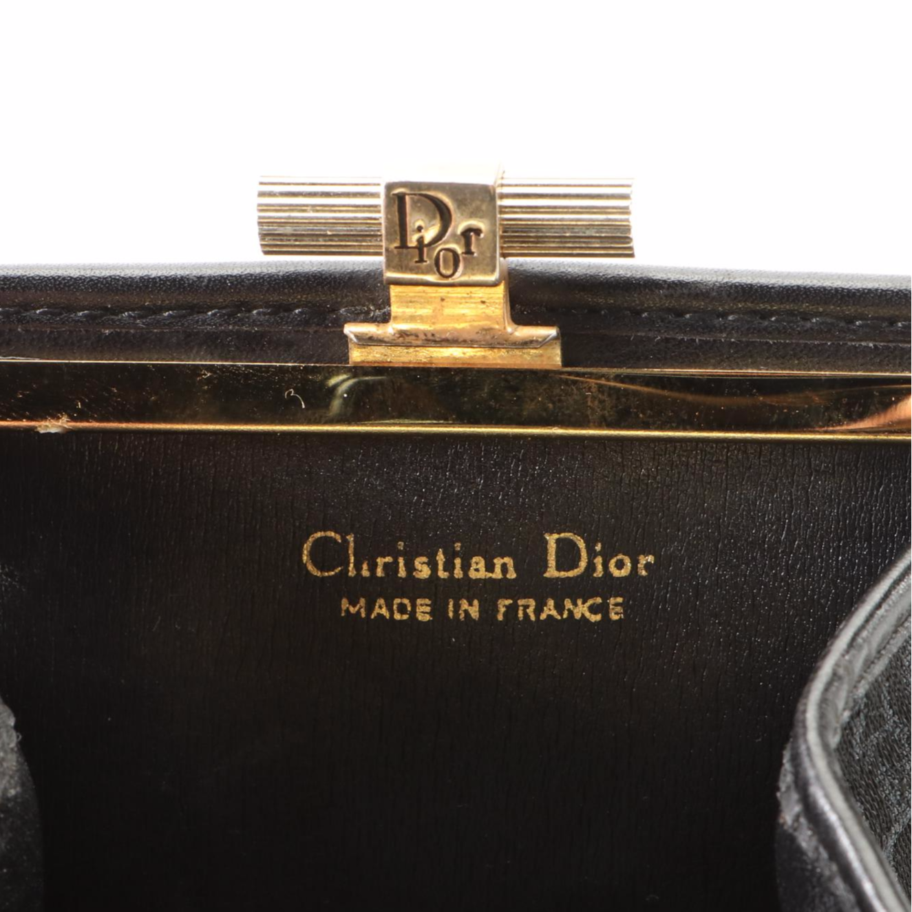 Christian Dior Frame Coin Purse in Jacquard and Leather