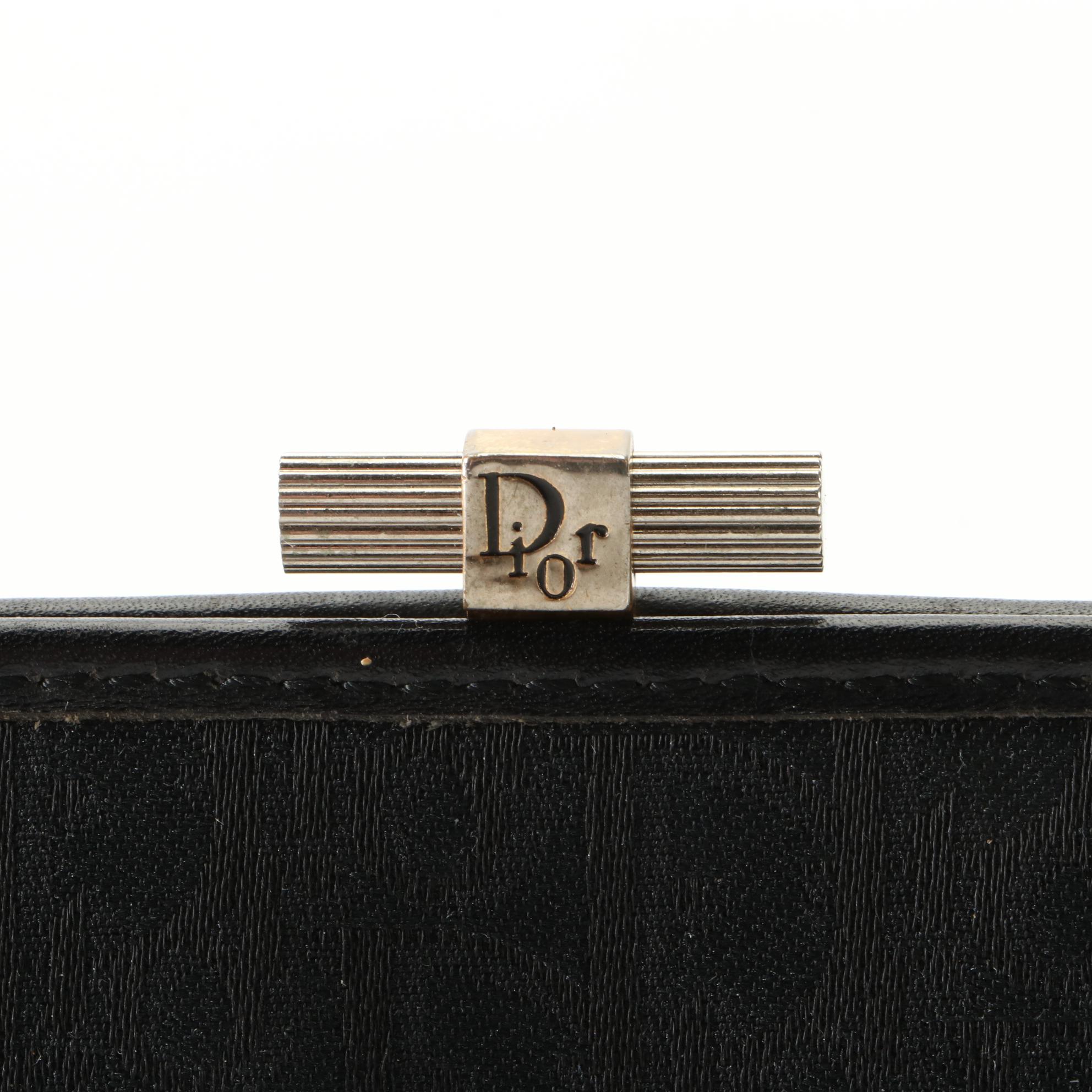 Christian Dior Frame Coin Purse in Jacquard and Leather