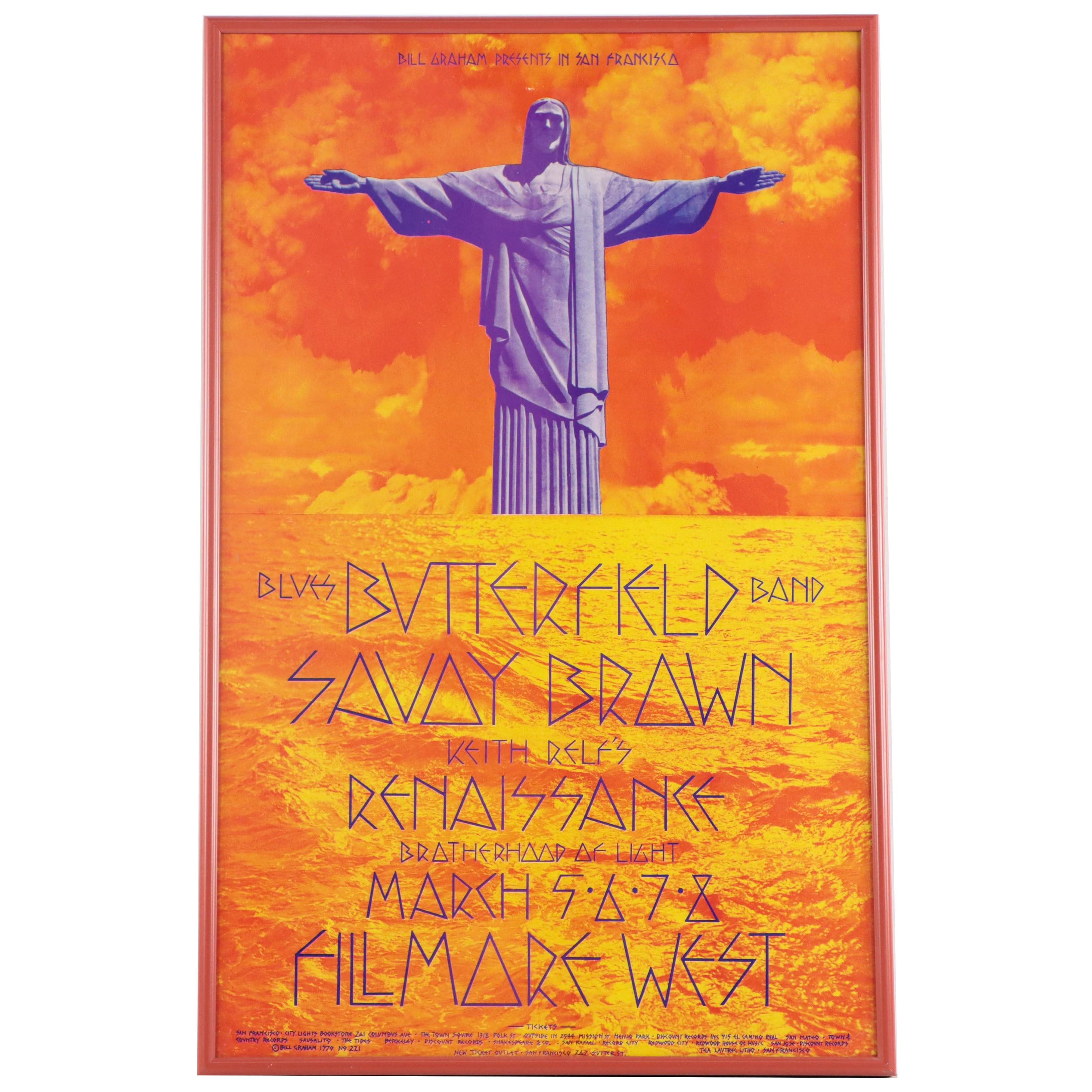 Butterfield Blues Band Color Lithograph Concert Poster After David Singer, 1970