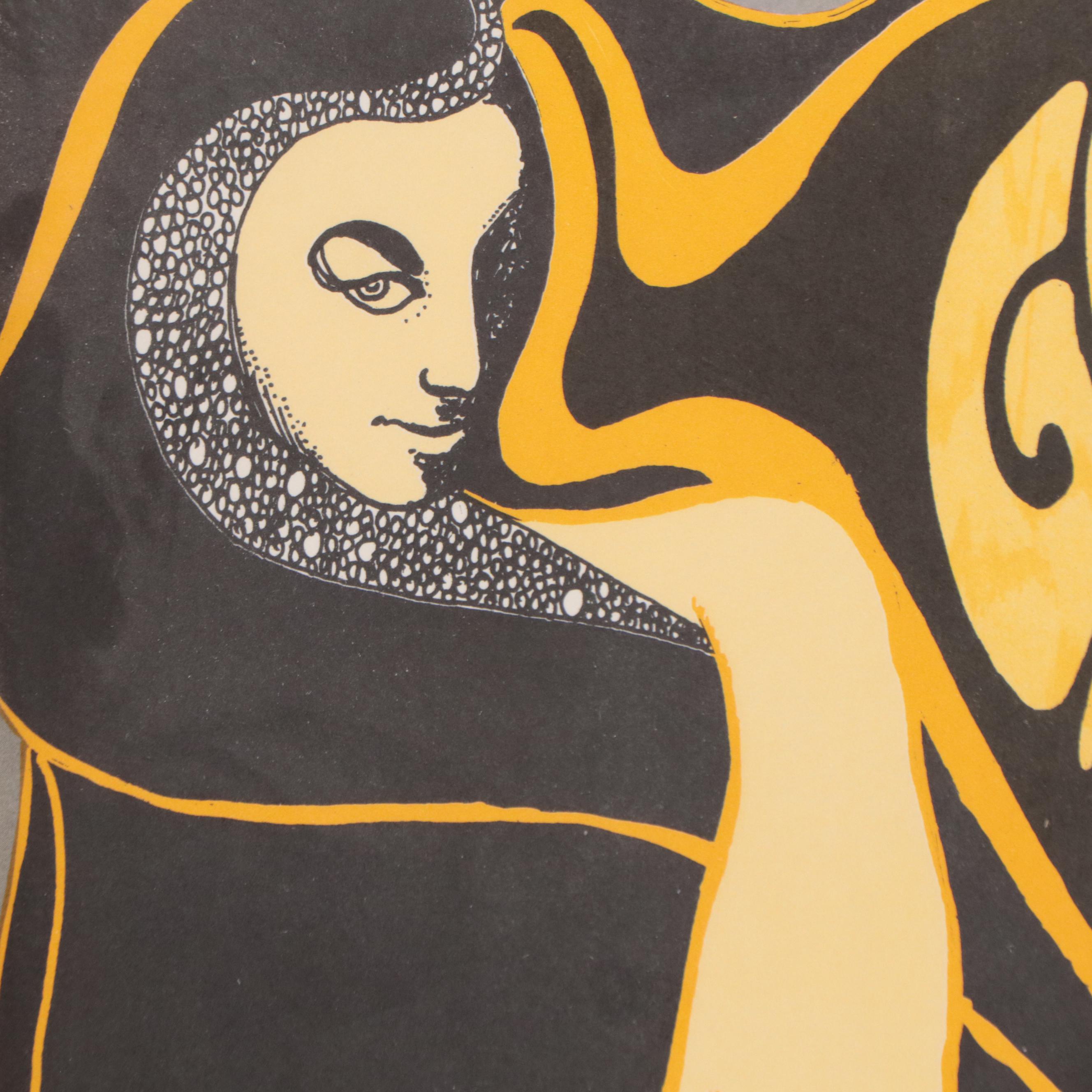 Color Lithograph Concert Poster After Wes Wilson at the Fillmore Auditorium