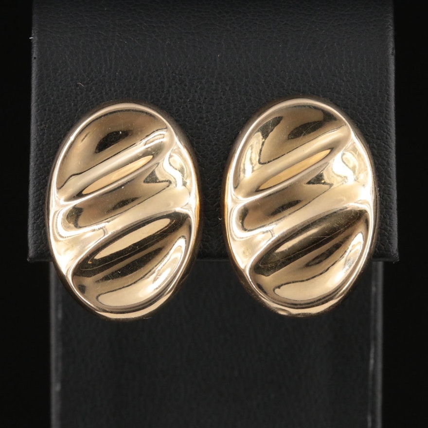 14K Oval Fluted Earrings