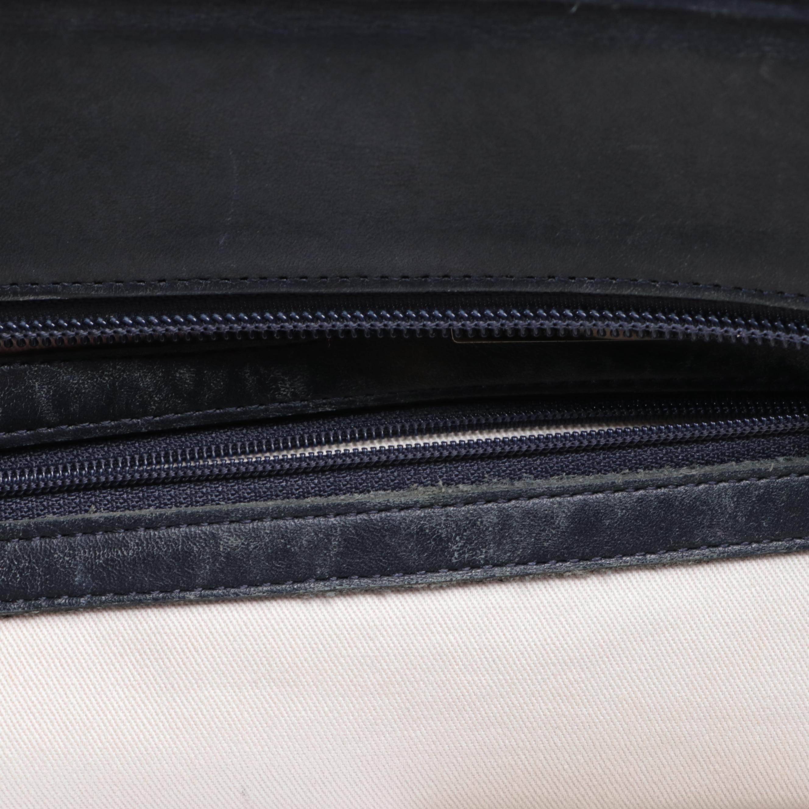 Burberry Striped Canvas and Leather Tote Bag