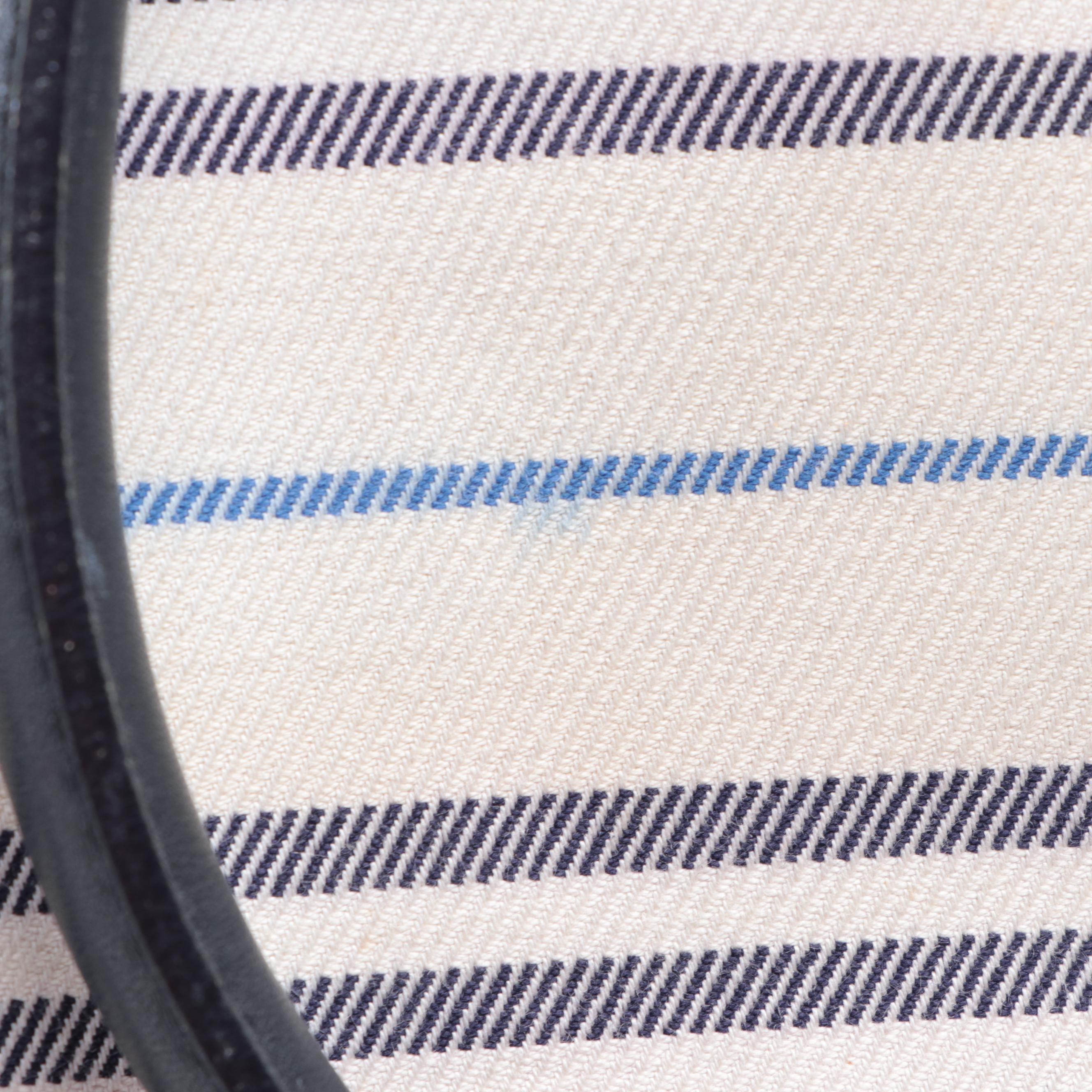 Burberry Striped Canvas and Leather Tote Bag