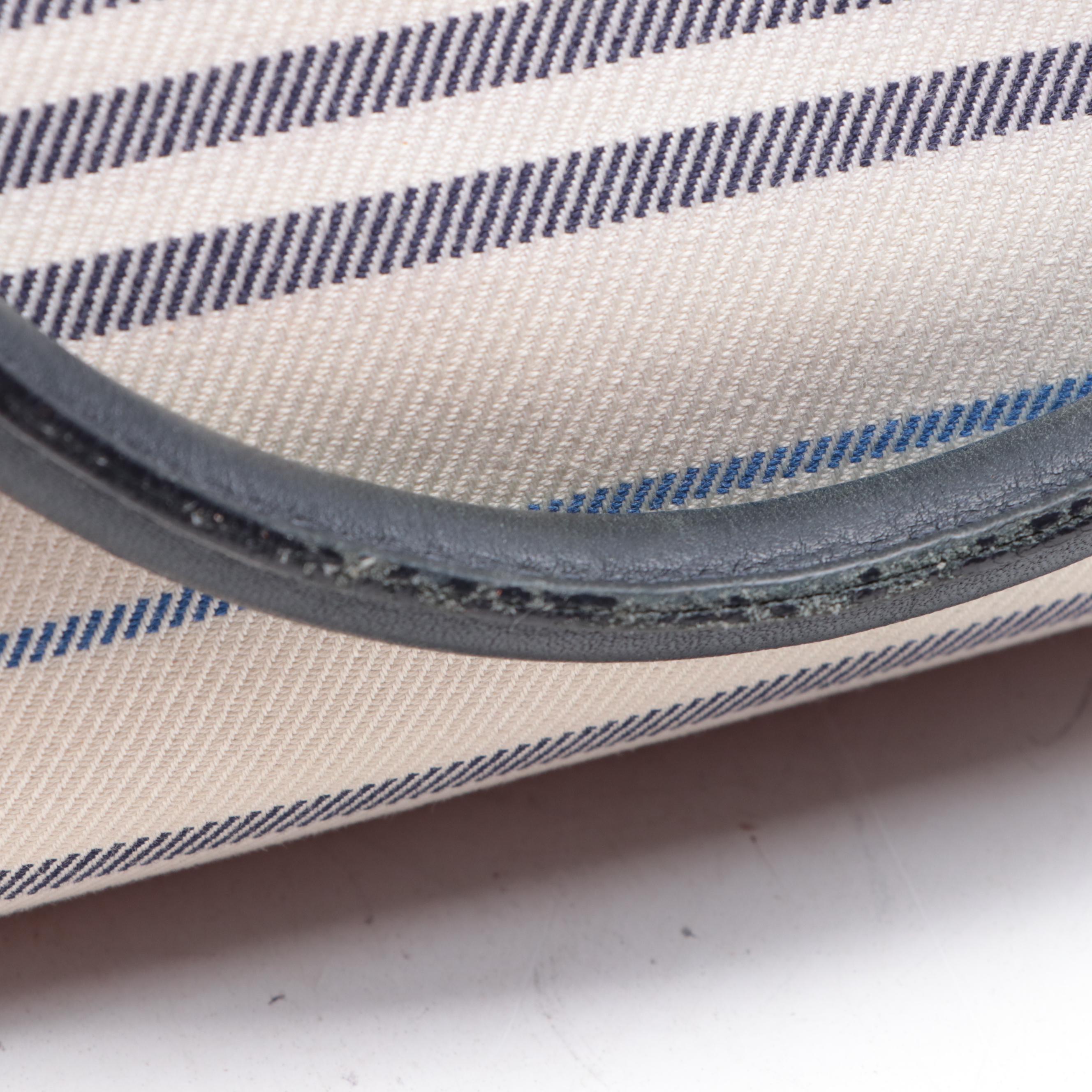 Burberry Striped Canvas and Leather Tote Bag