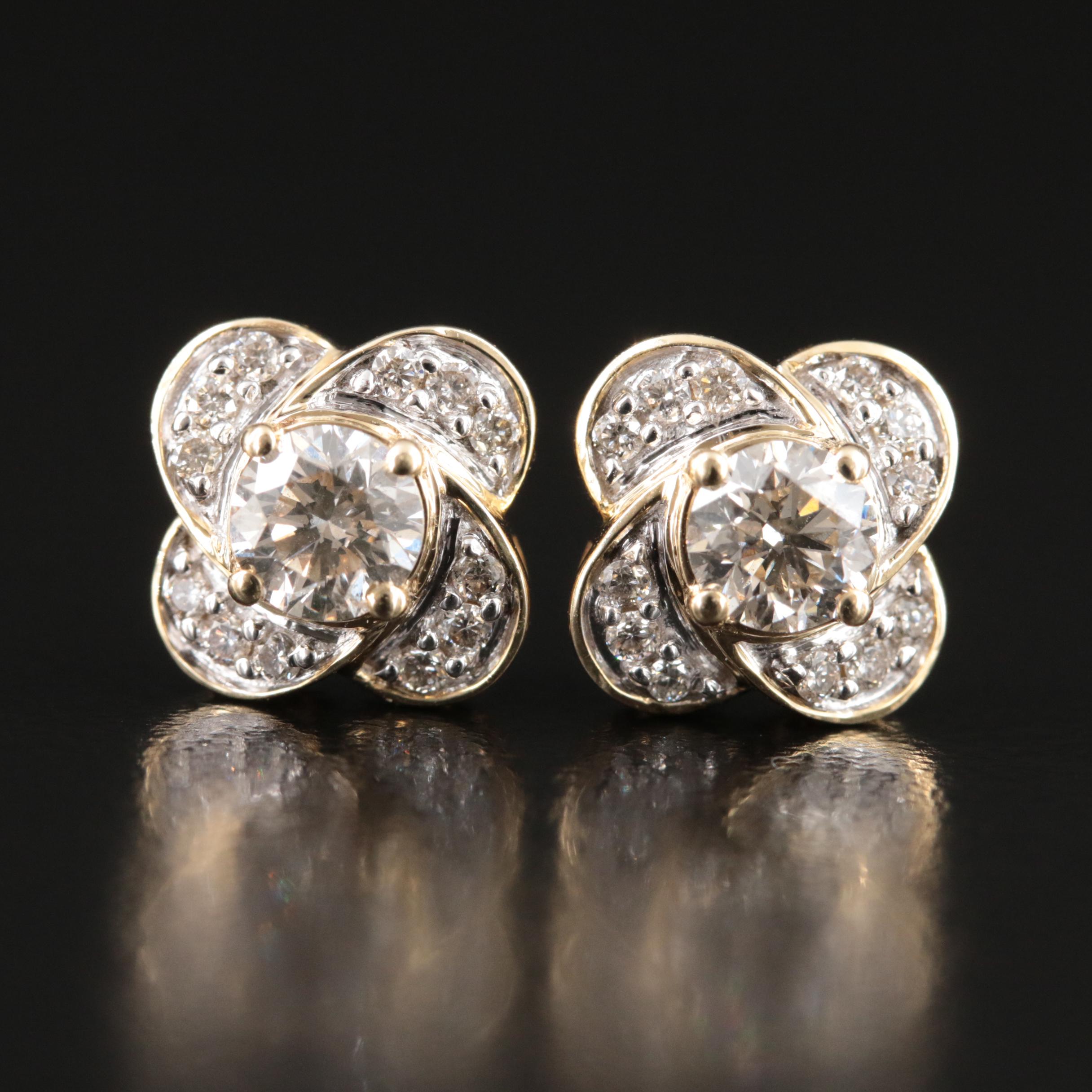 14K 1.03 CTW Diamond Quatrefoil Stud Earrings