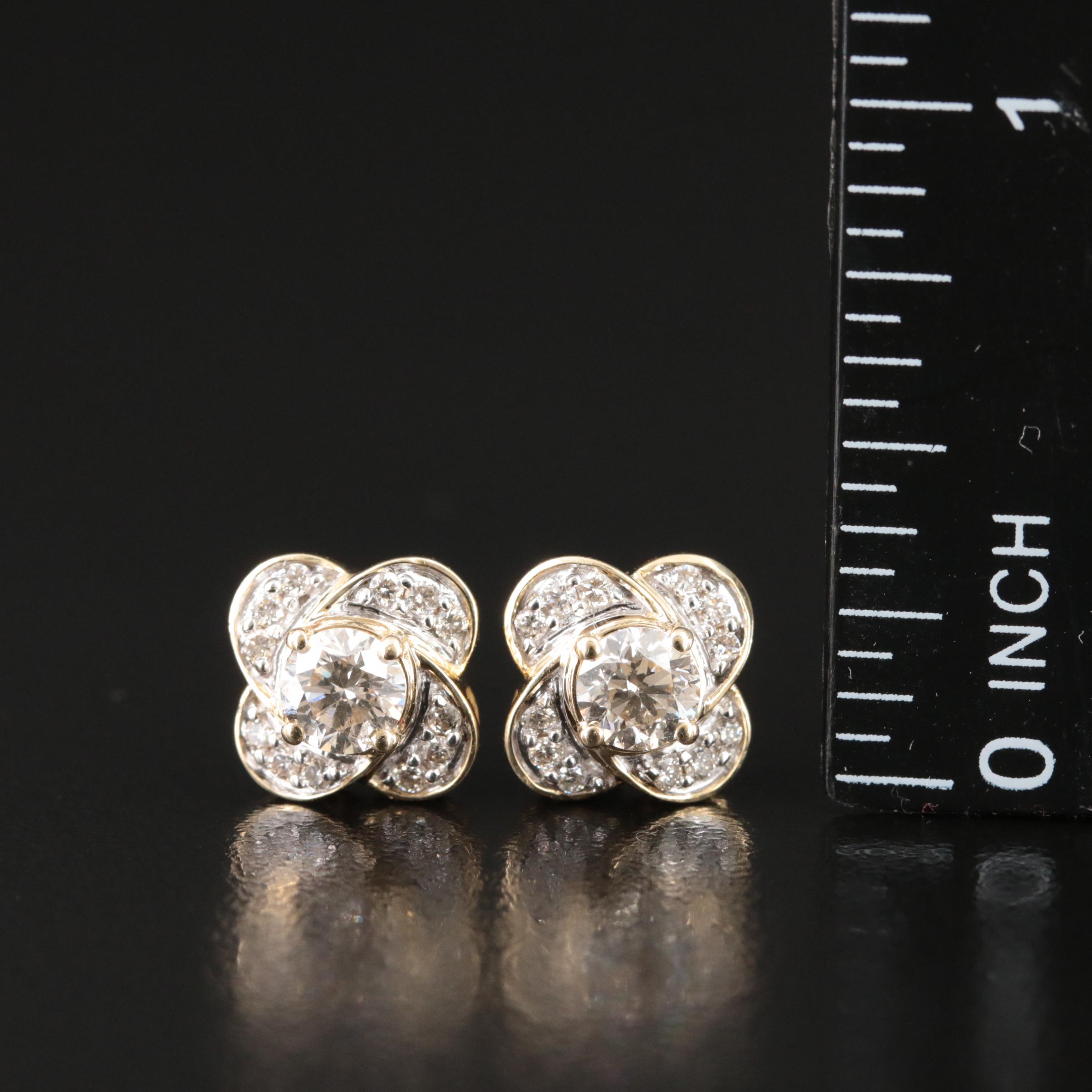 14K 1.03 CTW Diamond Quatrefoil Stud Earrings