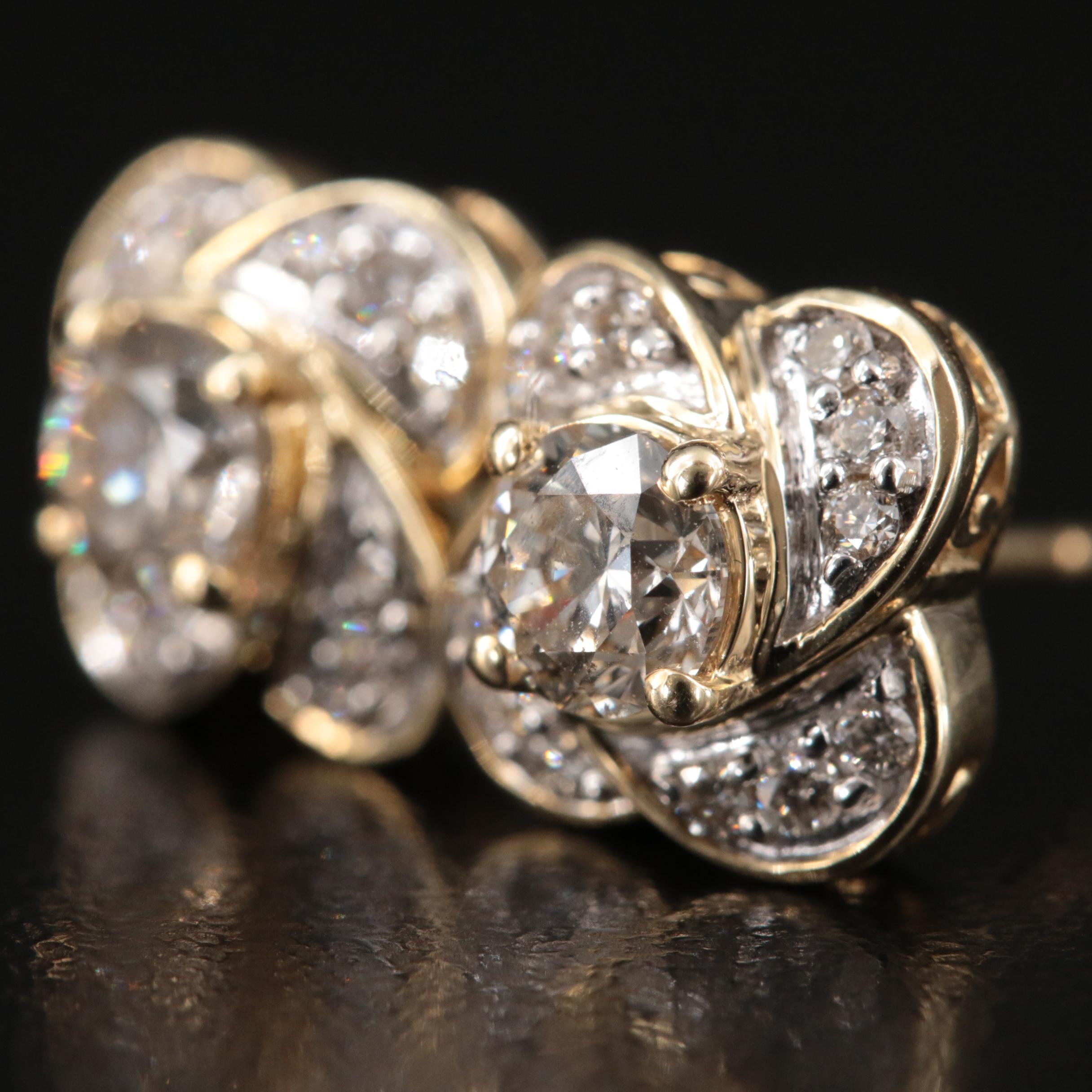 14K 1.03 CTW Diamond Quatrefoil Stud Earrings