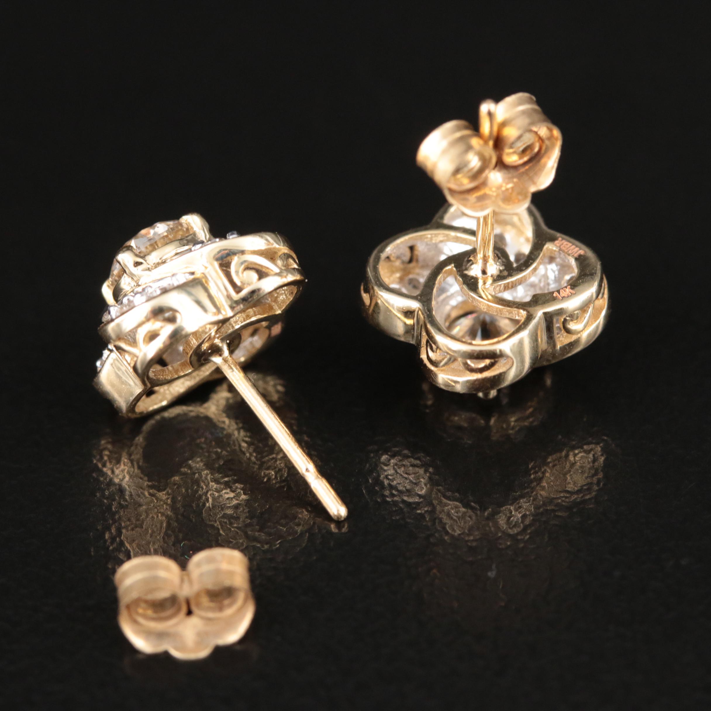 14K 1.03 CTW Diamond Quatrefoil Stud Earrings