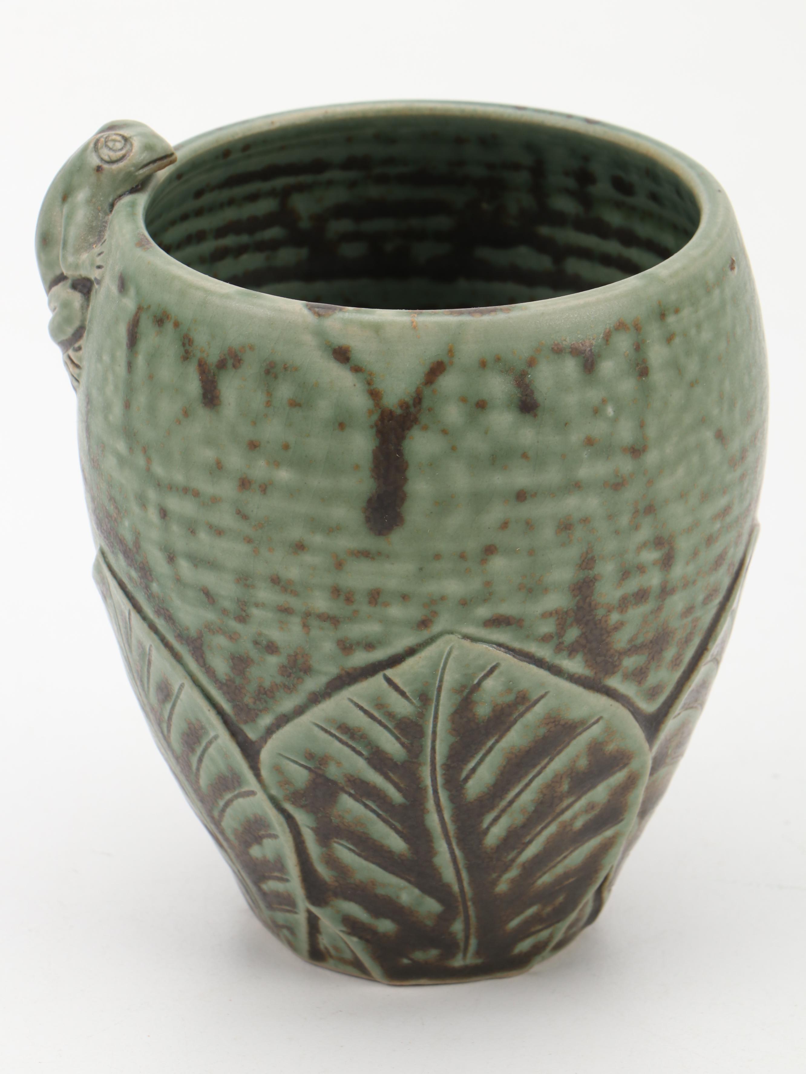 Handmade Art Pottery Bowls and Vase With Black and White Photos