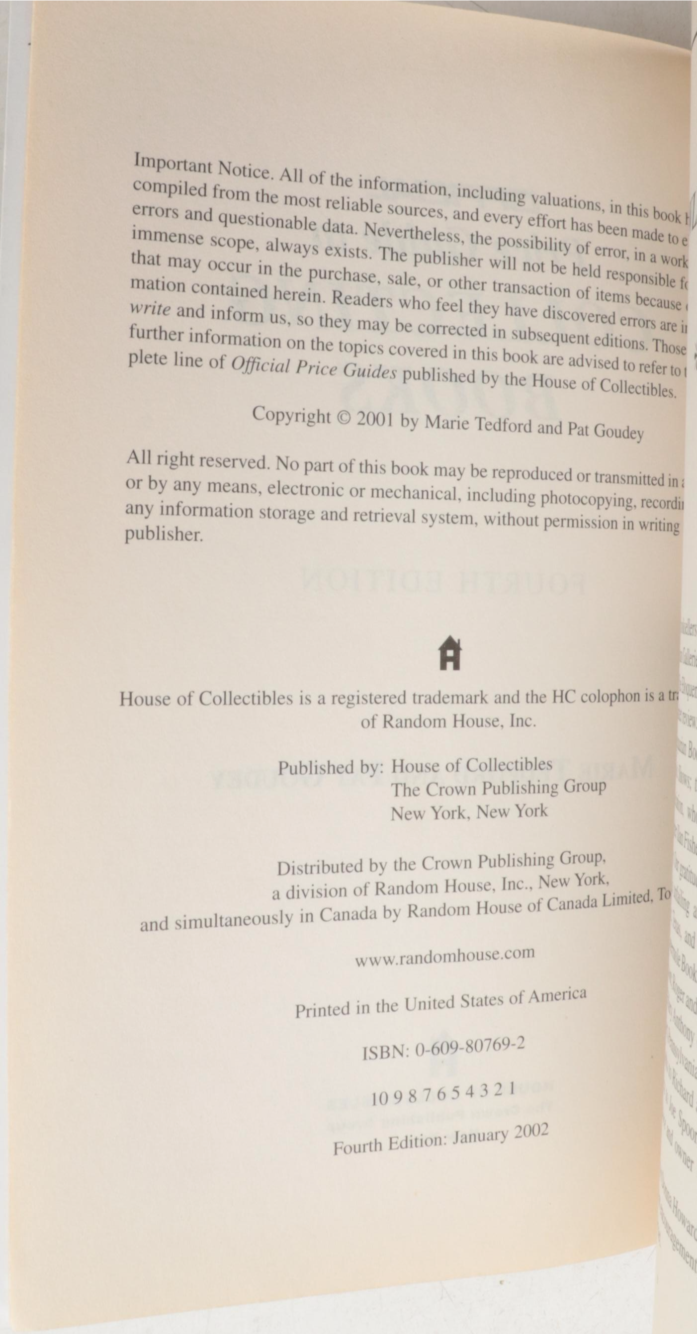 "Official Price Guide to Collecting Books" by Marie Tedford and More