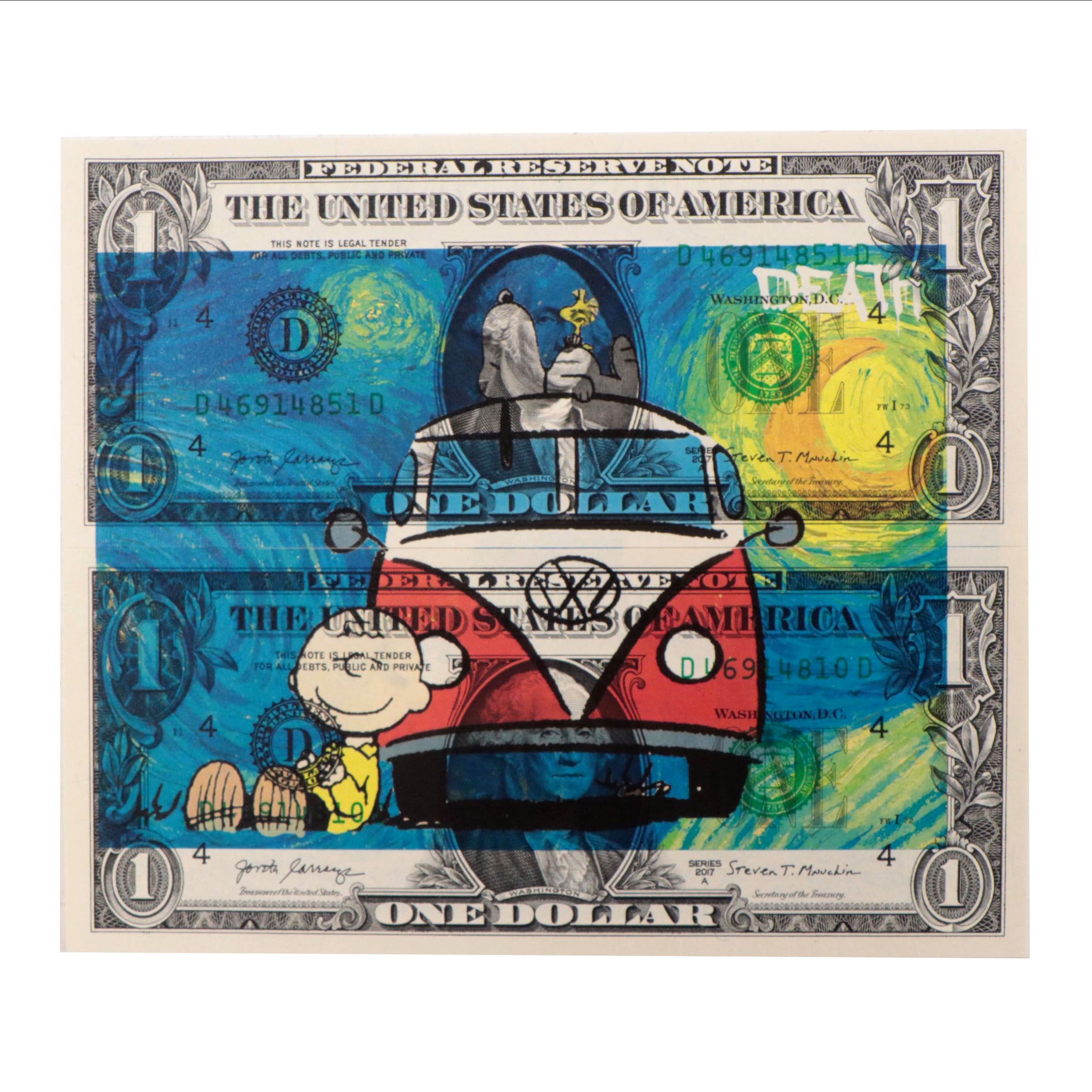 Death NYC Pop Art Graphic Print of Peanuts on Dollar Notes, 2022
