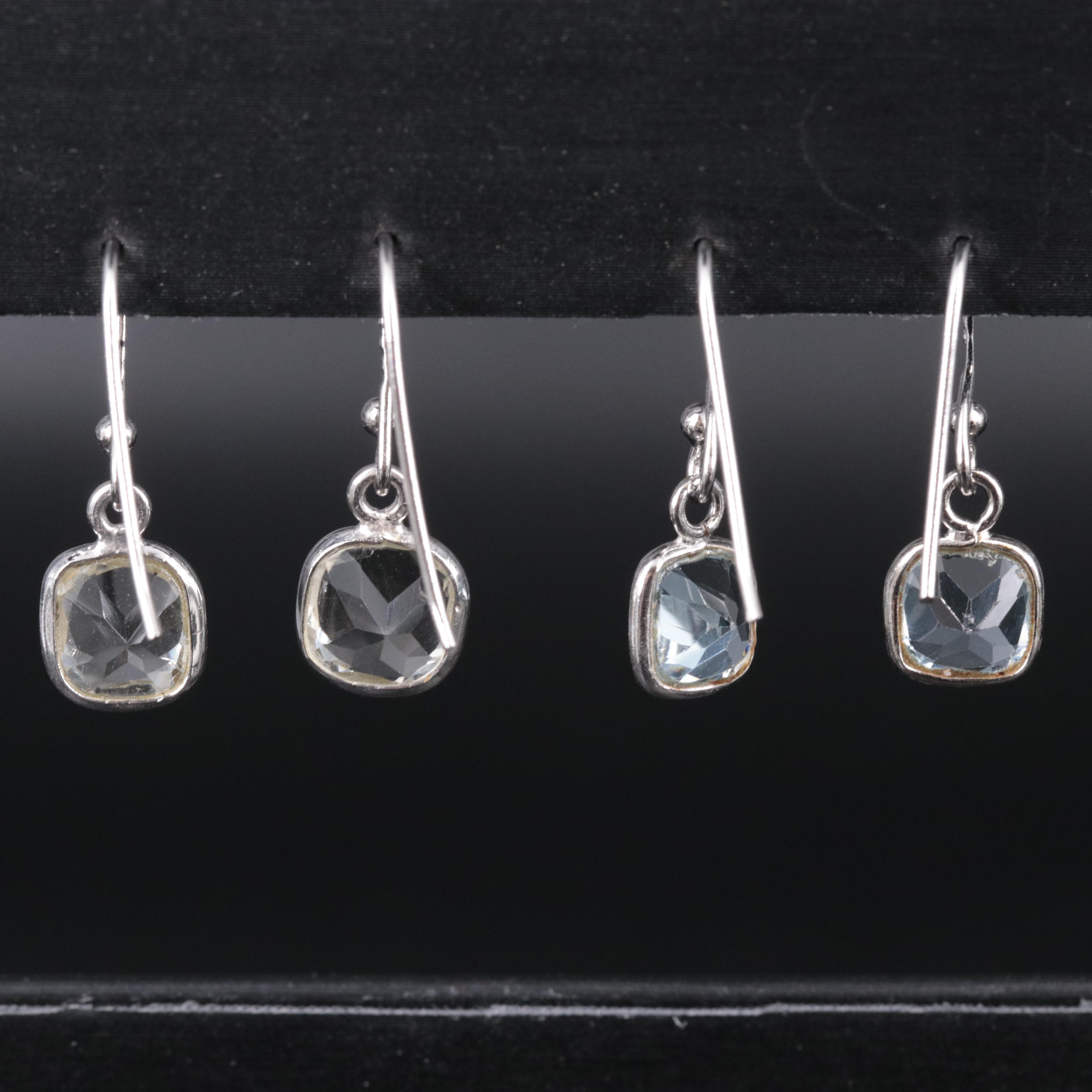 Sterling Silver Earrings Featuring Topaz and Amethyst