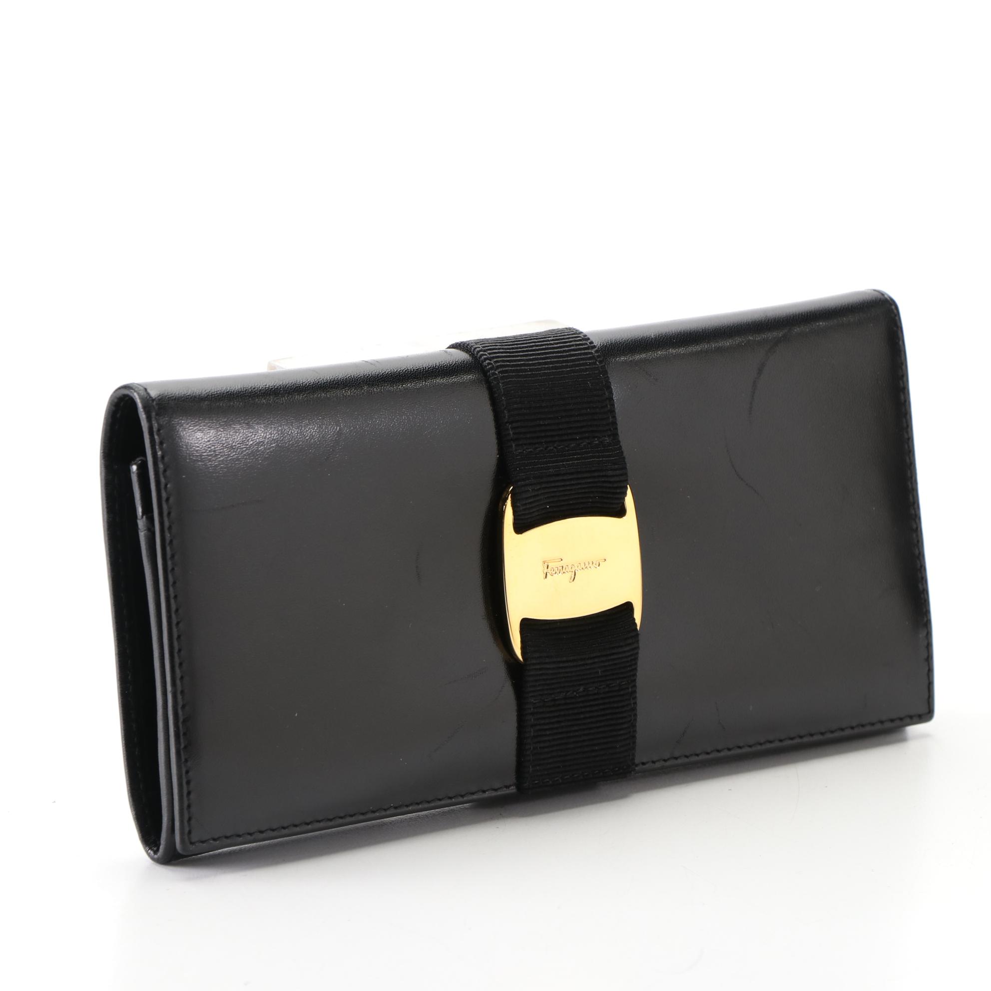 Salvatore Ferragamo Vara Bow Long Wallet in Smooth Leather