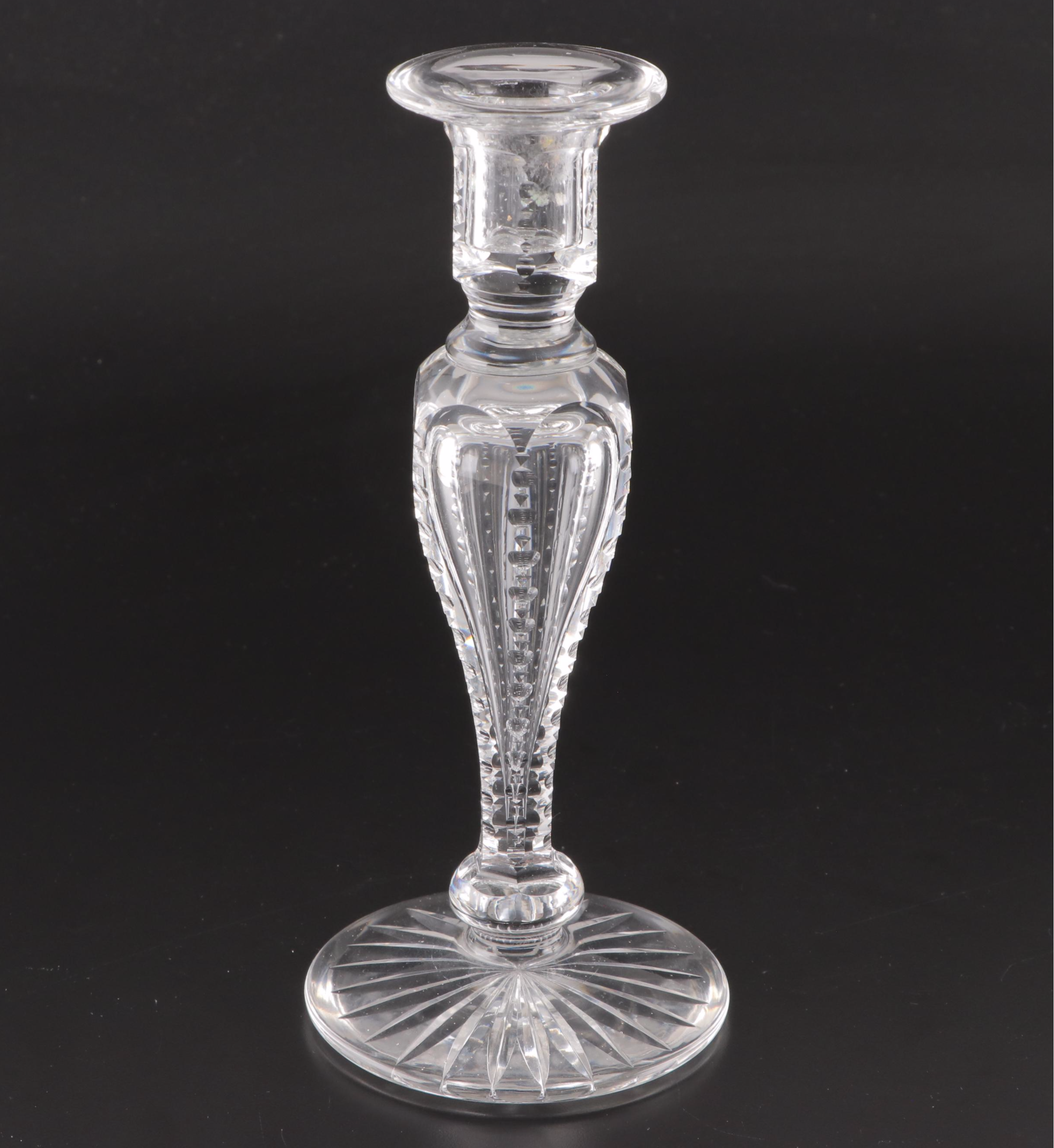 American Brilliant Style Cut Glass Rose Bowl and Other Candlesticks