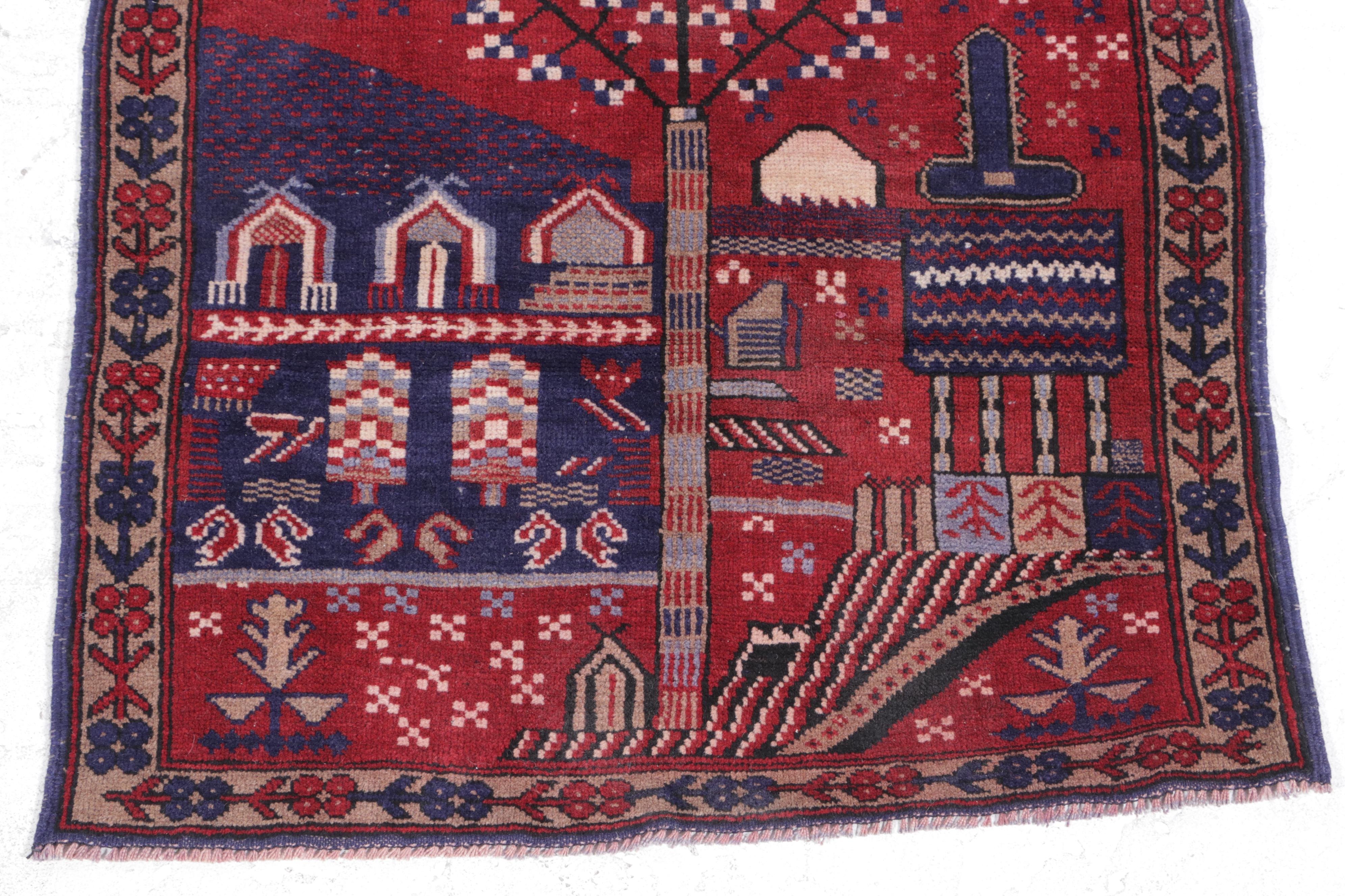 2'9 x 4'7 Hand-Knotted Afghan Pictorial Accent Rug