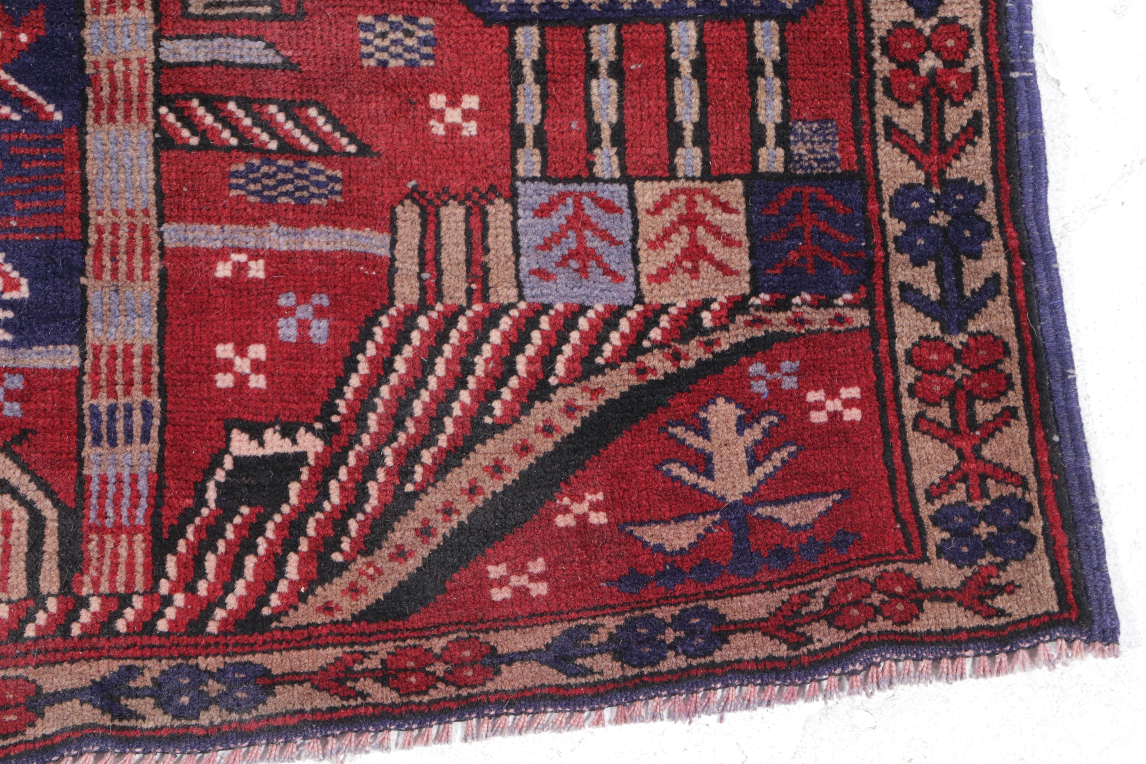 2'9 x 4'7 Hand-Knotted Afghan Pictorial Accent Rug